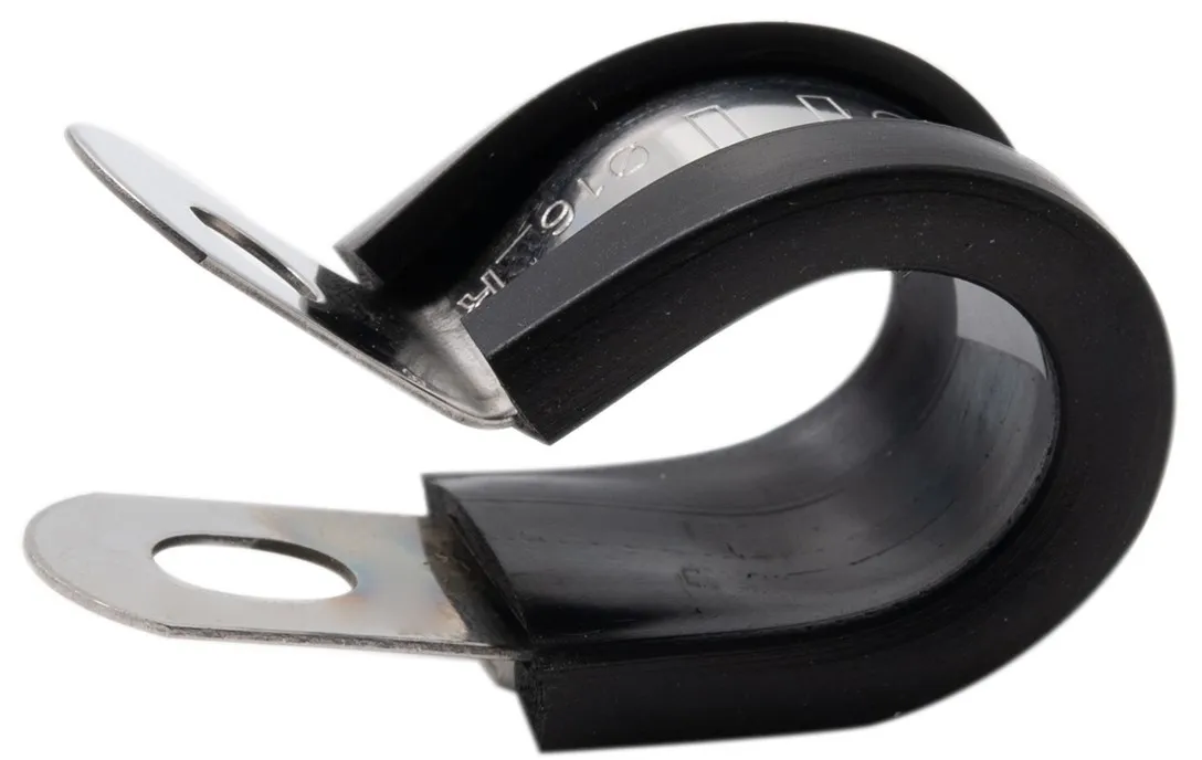 Fermaglio a P in Acciaio dolce rivestita in Gomma EPDM, Zinco RS PRO, Ø interno 44mm, Ø foro 6.6mm