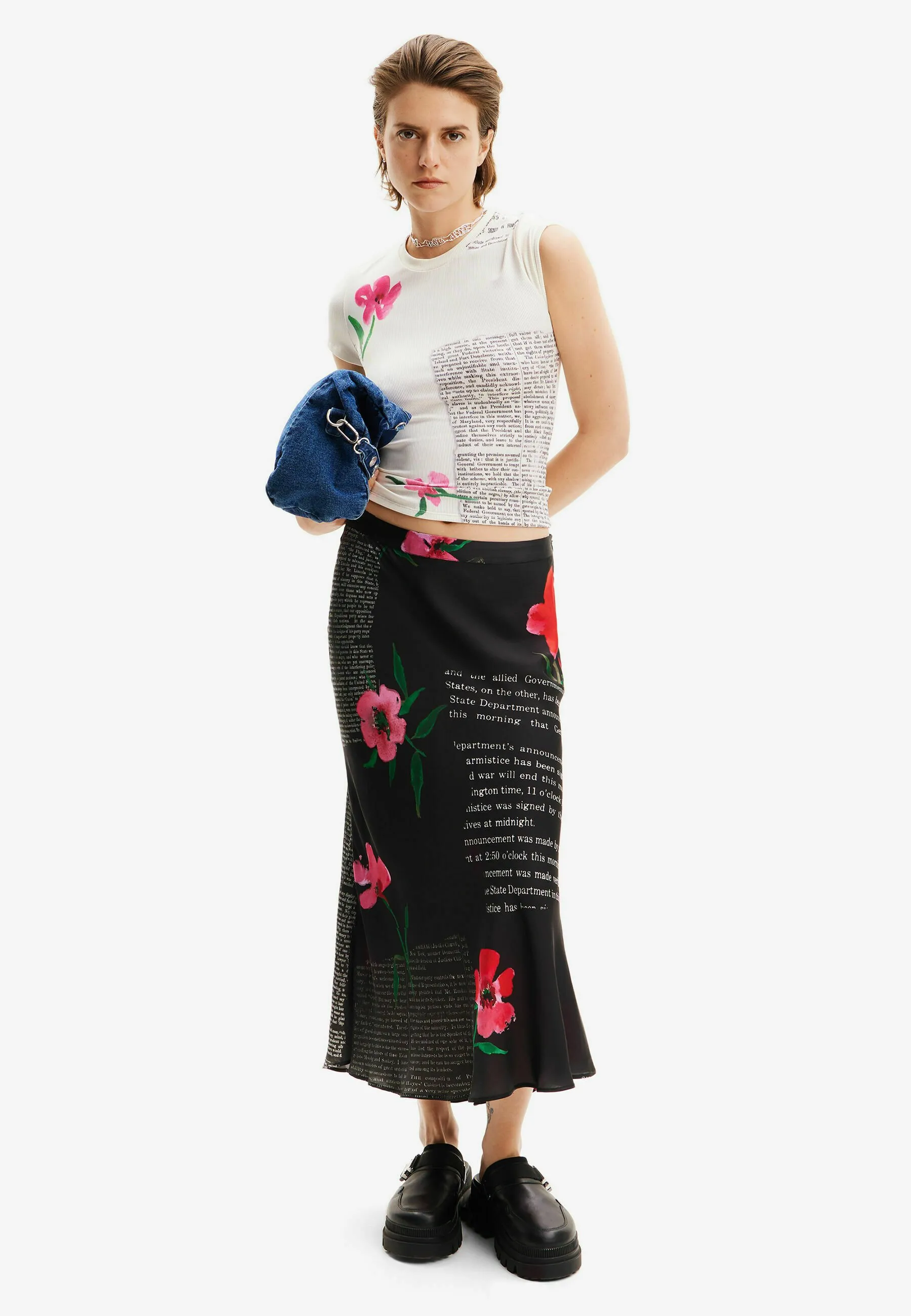 FLORAL NEWSPAPER  - T-shirt con stampa