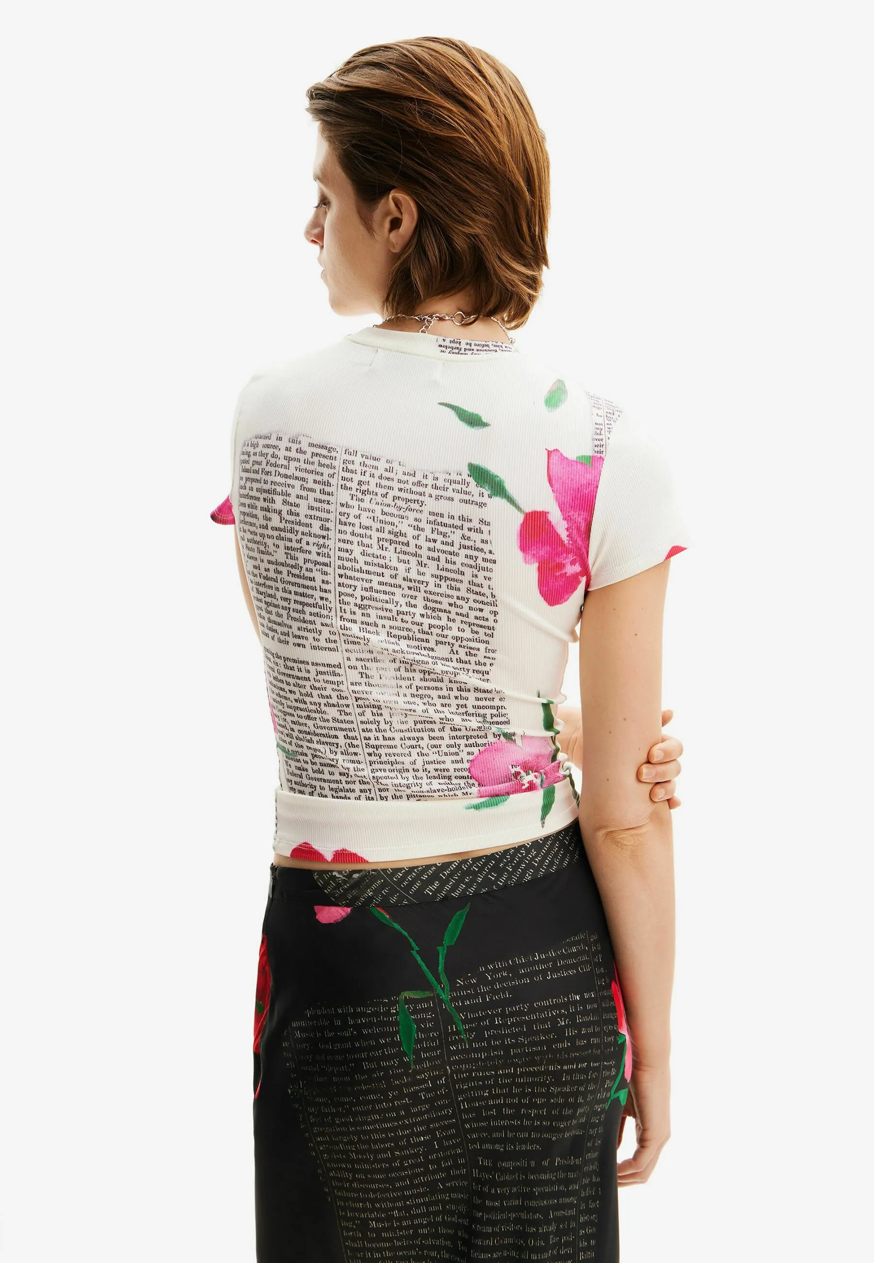 FLORAL NEWSPAPER  - T-shirt con stampa
