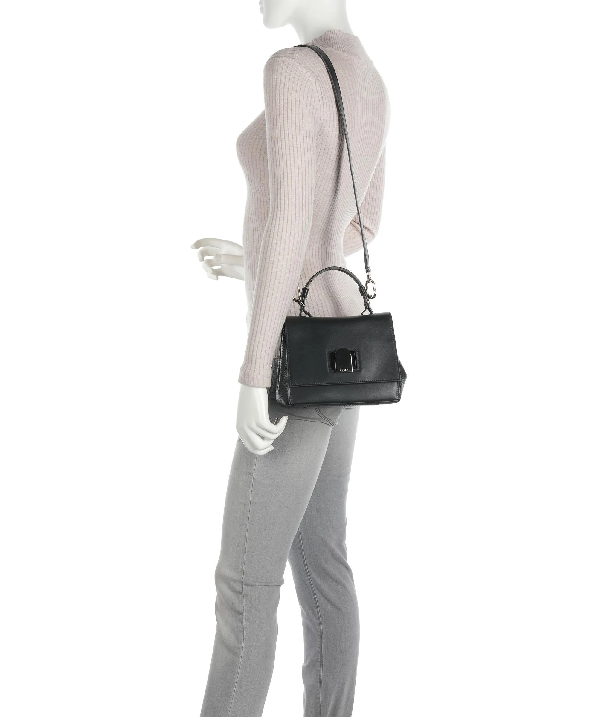  Furla Emma Mini Borsa a mano pelle granulata nero  