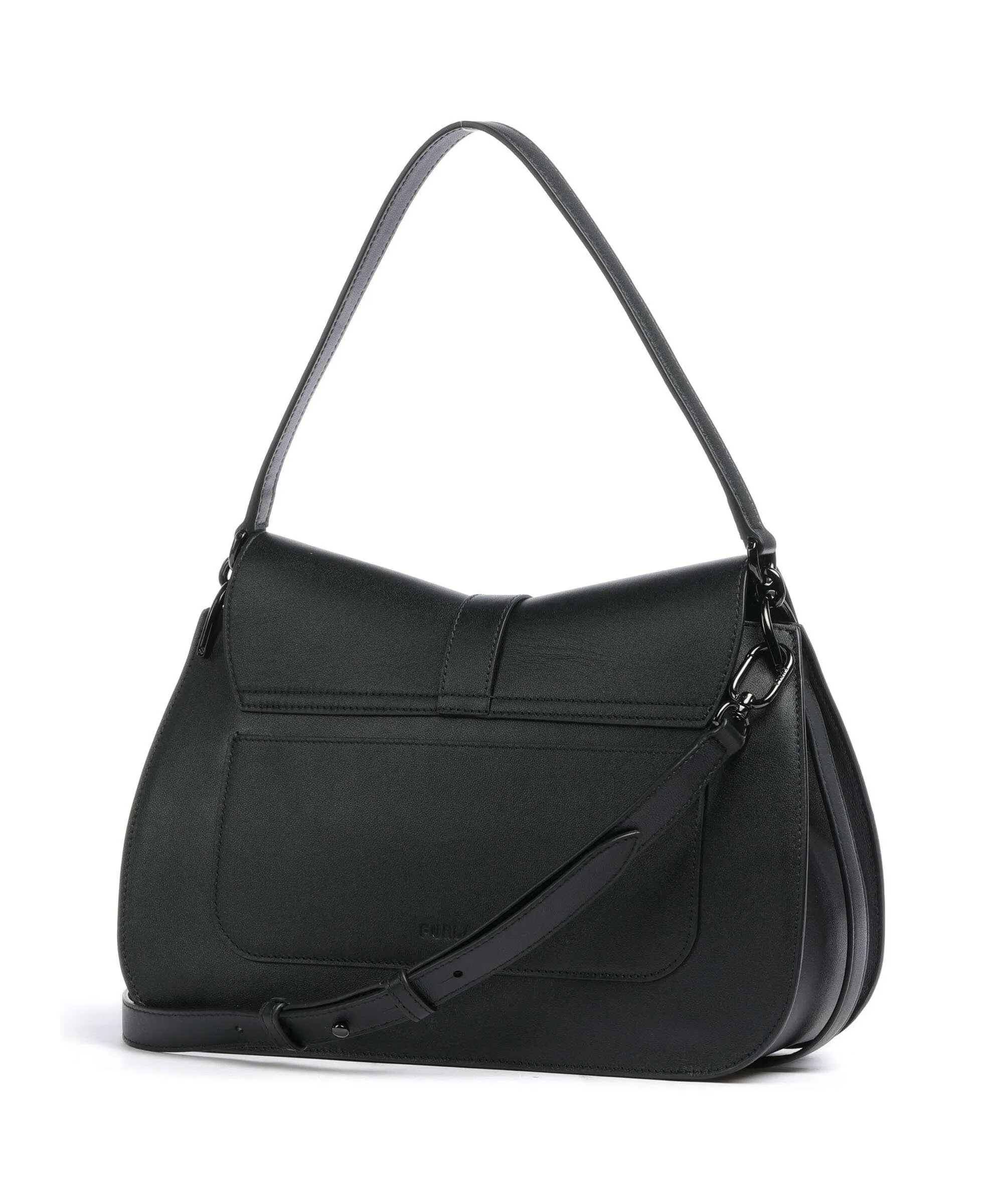  Furla Flow L Borsa a spalla pelle a grana fine nero  