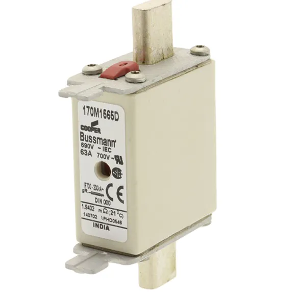 Fusibile con linguette centrate, Eaton, 63A, fusibile NH000 con velocità T, standard CE, CSA, IEC 60269, UL, cat. gR