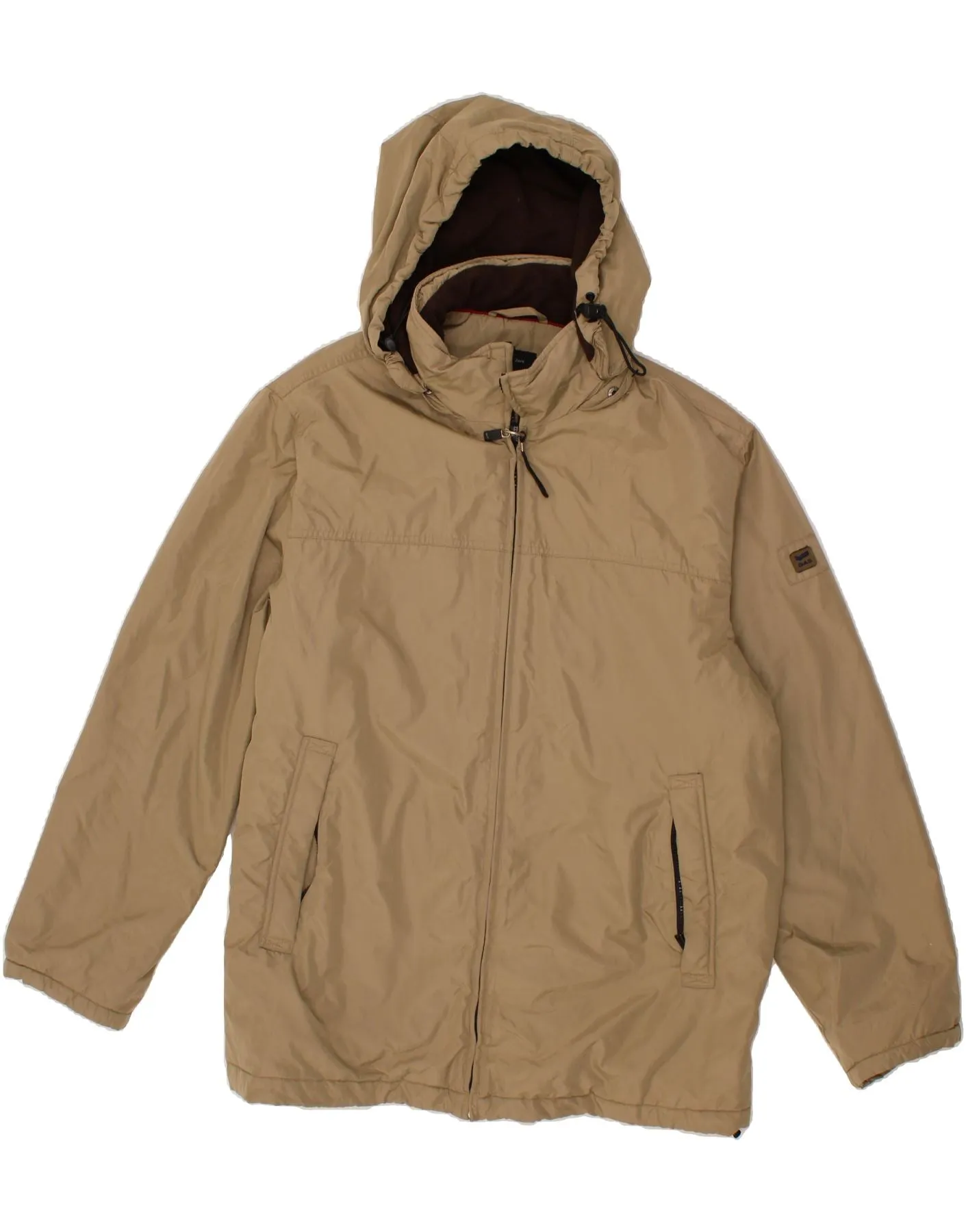 GAS Mens Hooded Windbreaker Jacket UK 44 2XL Beige Polyester