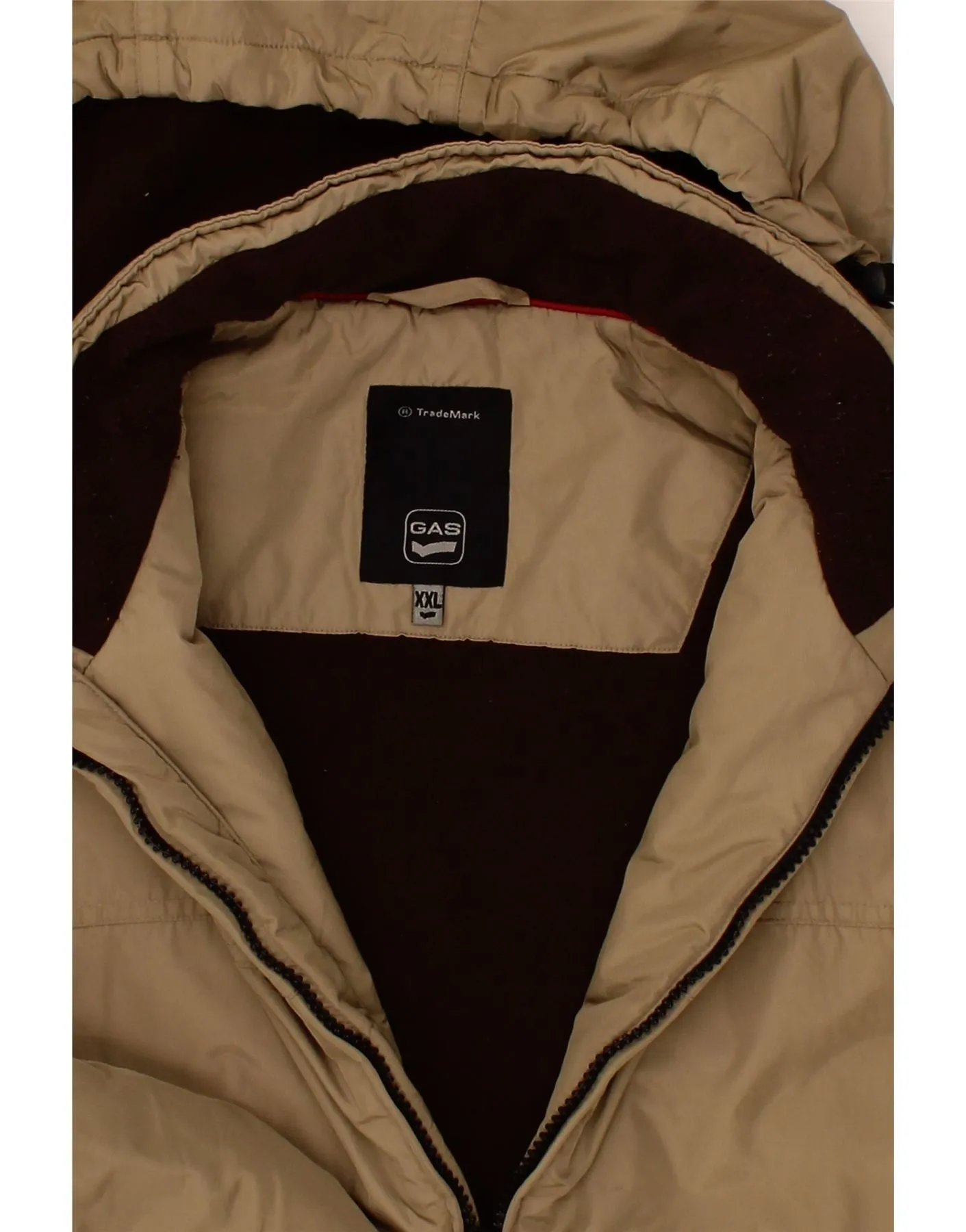 GAS Mens Hooded Windbreaker Jacket UK 44 2XL Beige Polyester