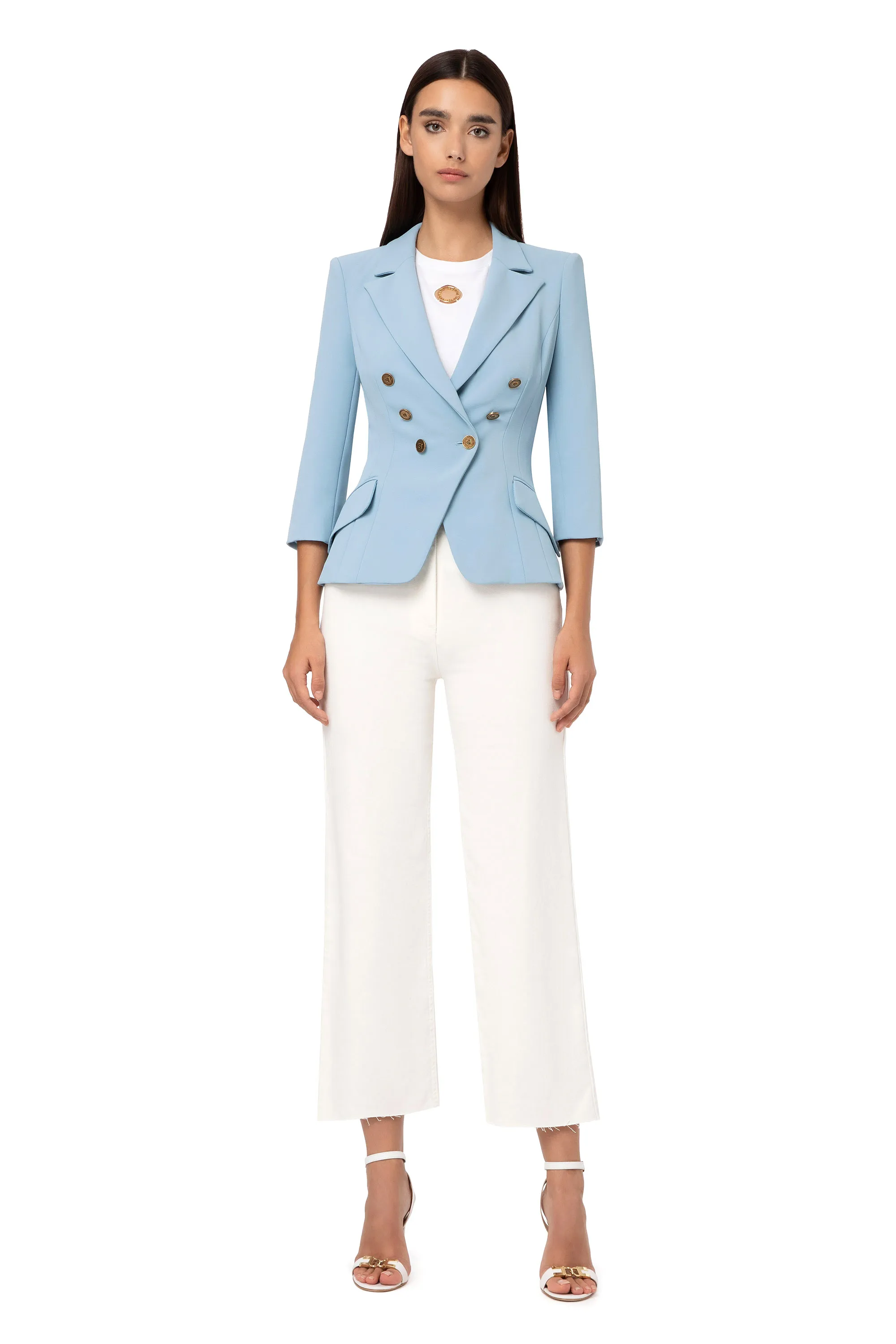 Giacca doppiopetto in doppio crepe stretch
