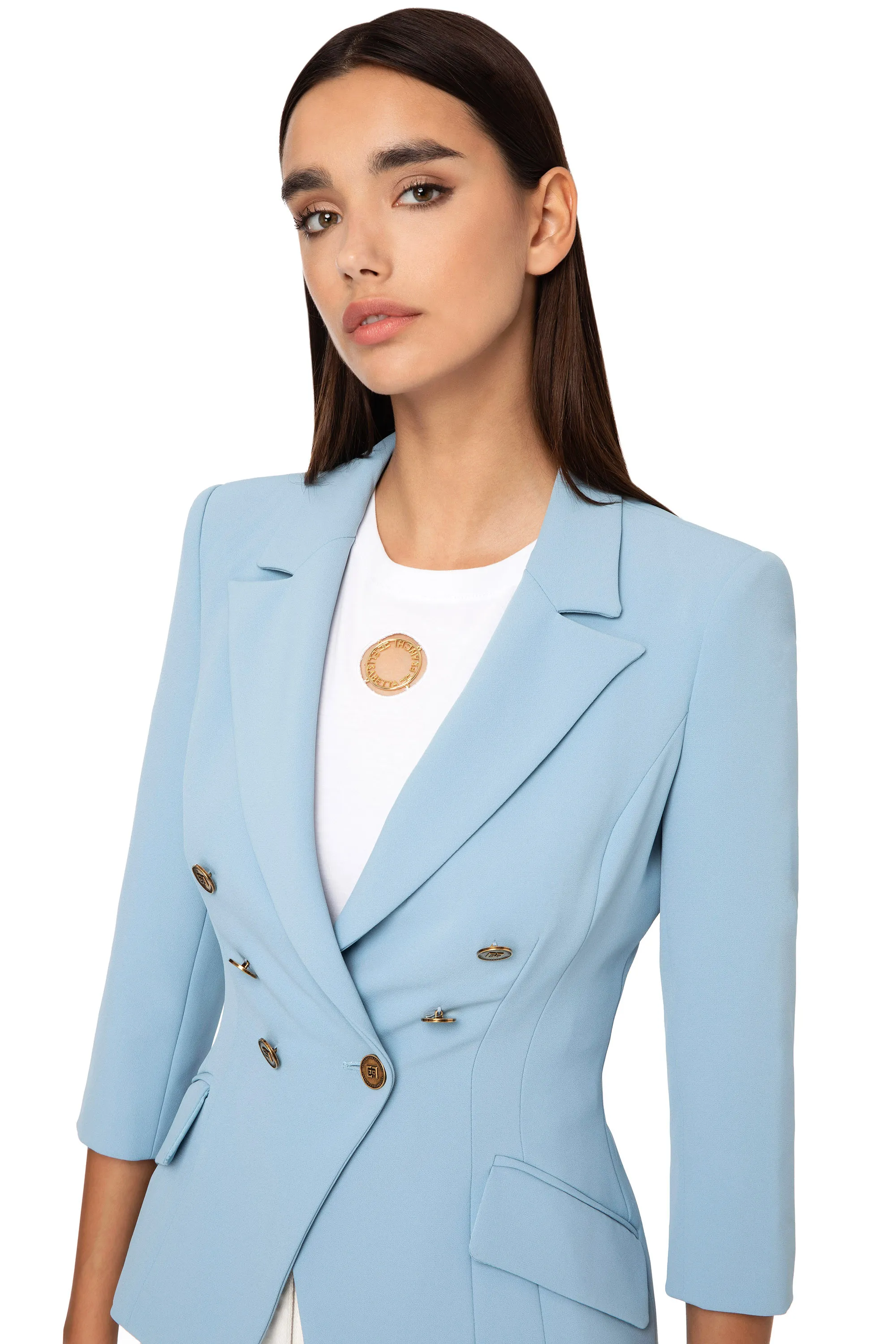 Giacca doppiopetto in doppio crepe stretch