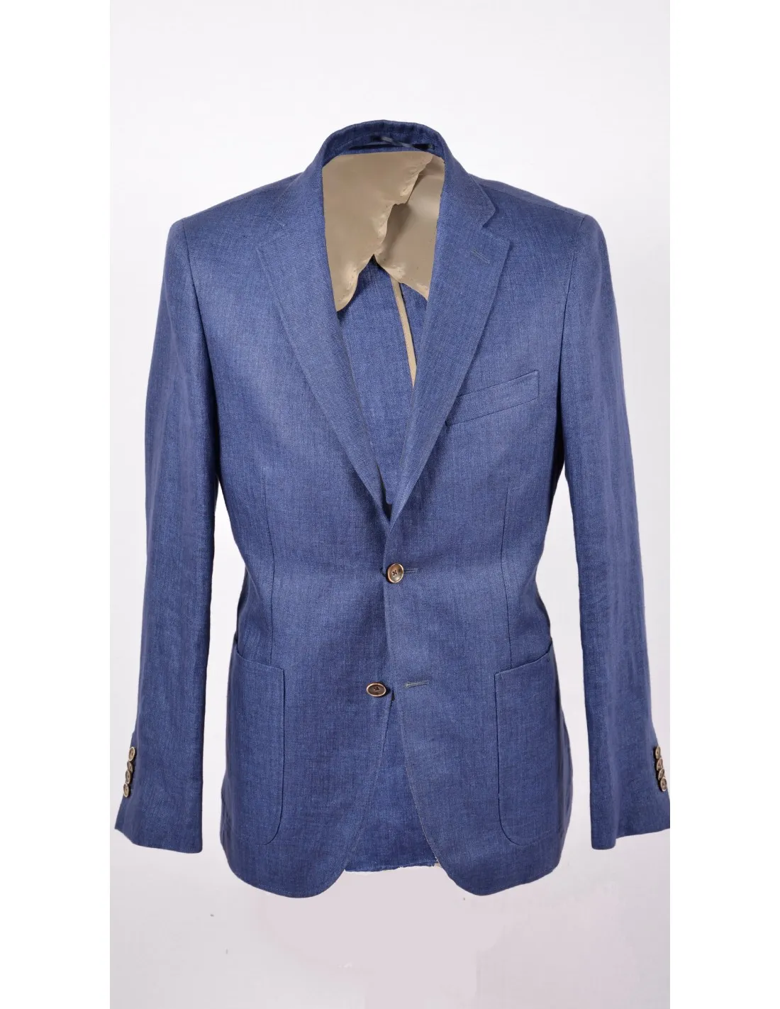 Giacca in lino sfoderata blu mod caravaggio p/e