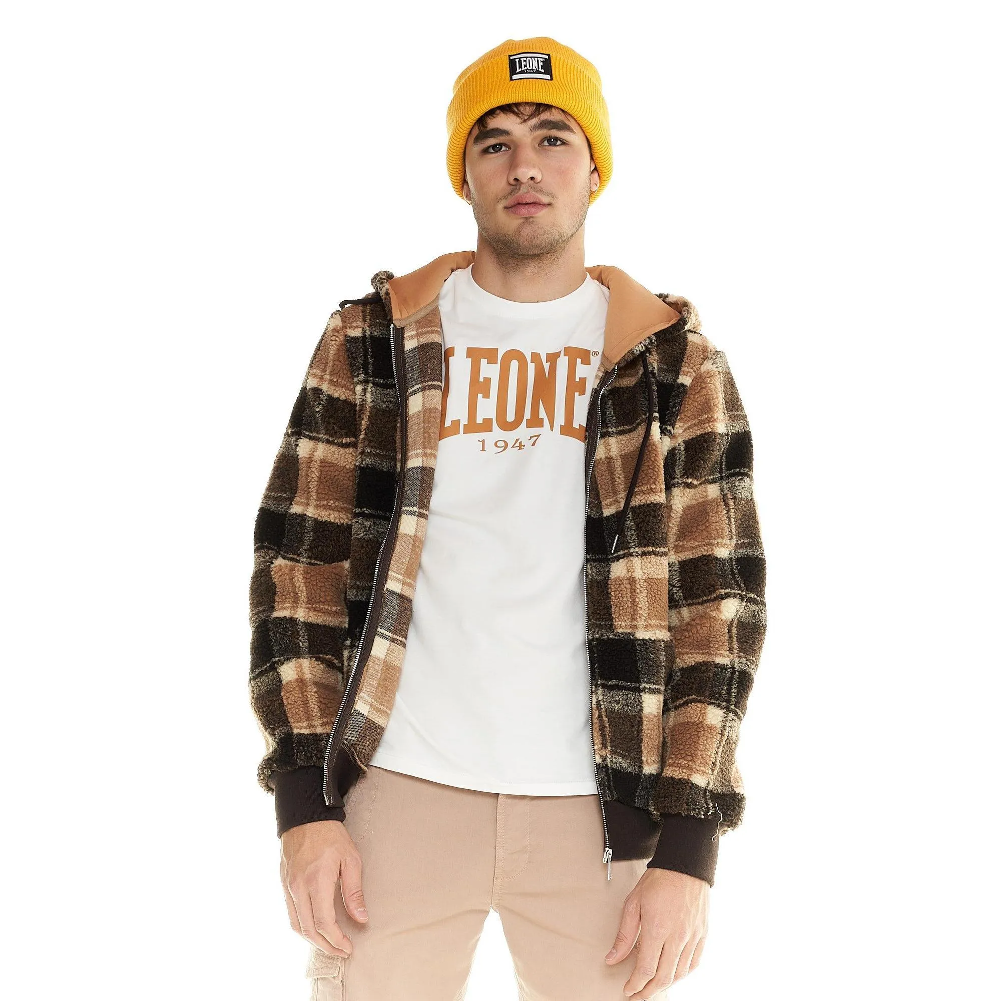 Giacca Leone uomo con cappuccio in sherpa Shades
