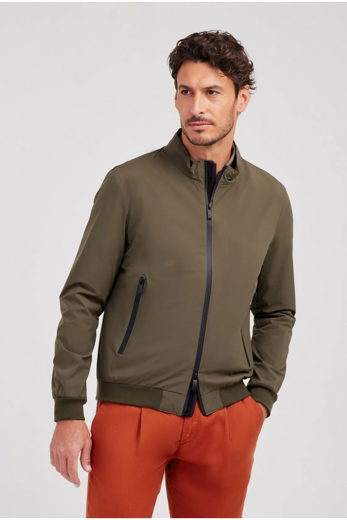 GIUBBINO BOMBER IN NYLON VERDE
