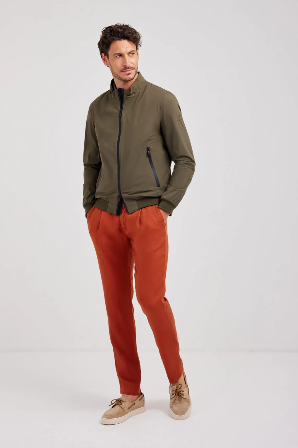 GIUBBINO BOMBER IN NYLON VERDE