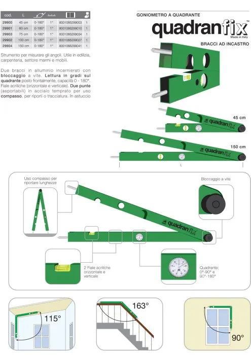 Goniometro a quadrante Metrica Quadranfix - | cm 75