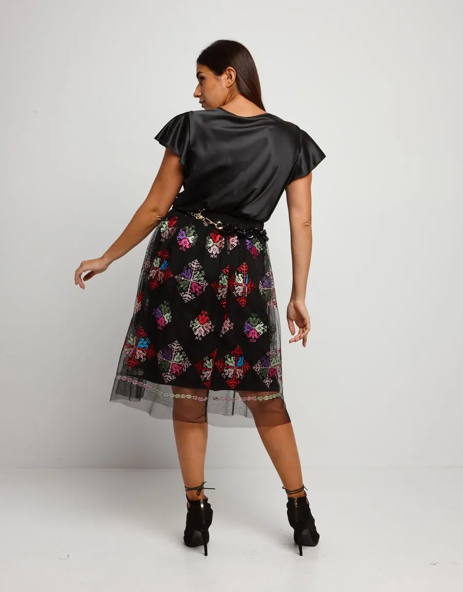 Gonna arricciata in tulle