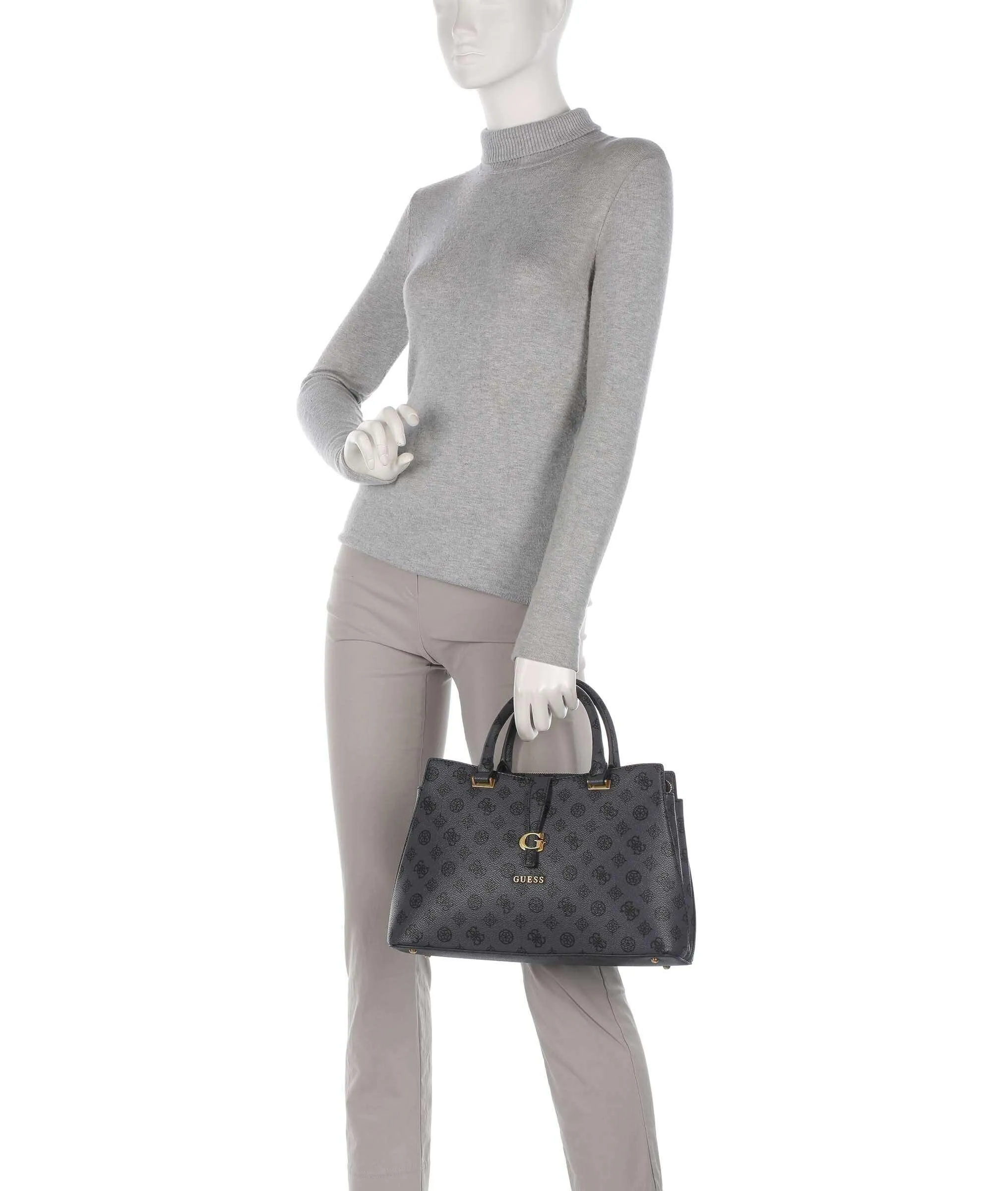  Guess Kuba Borsa a mano pelle sintetica grigio scuro  