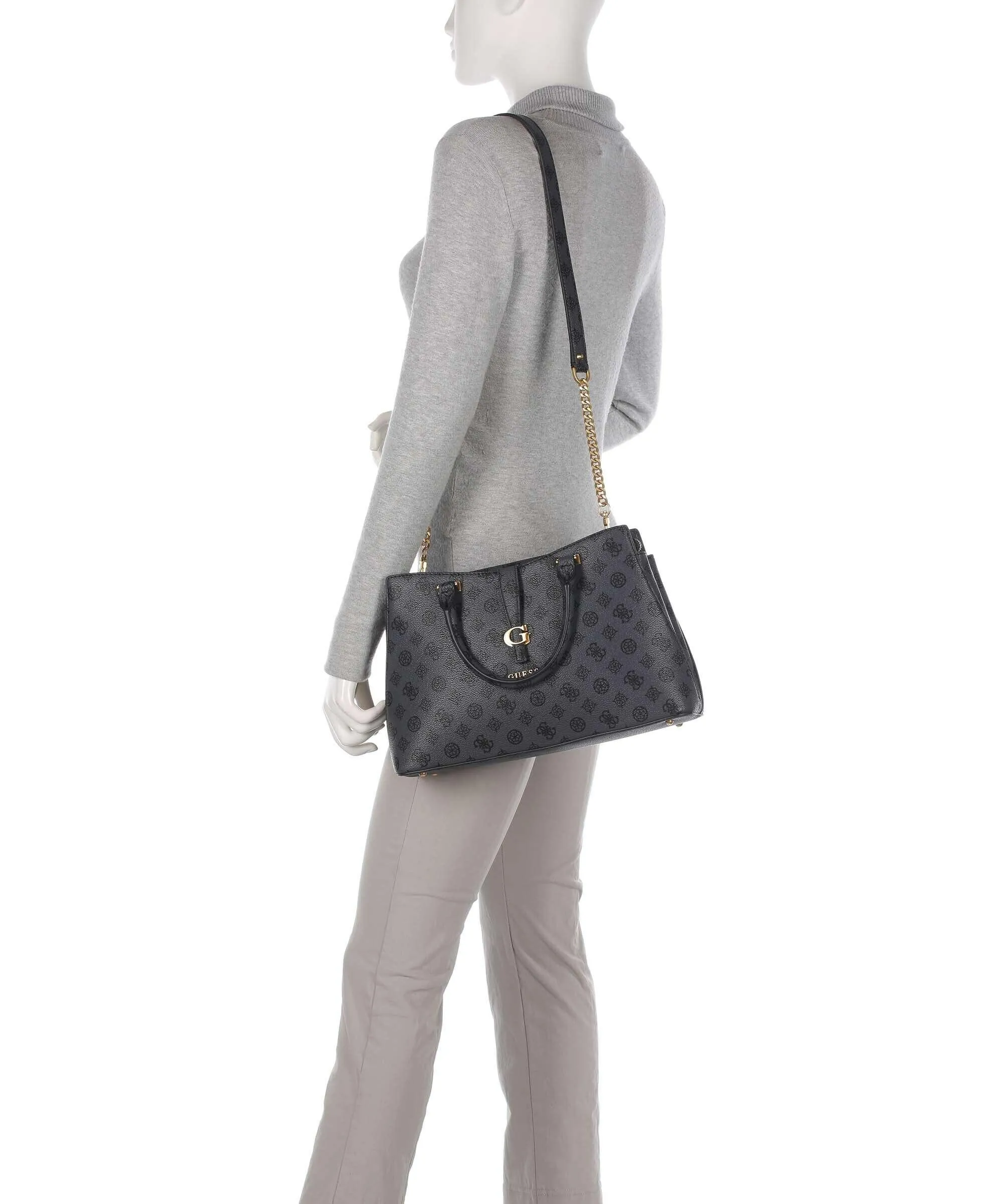  Guess Kuba Borsa a mano pelle sintetica grigio scuro  