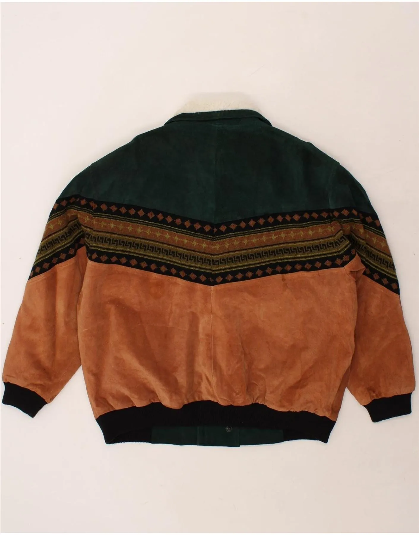 HAPPY LIFE Mens Classic Leather Jacket IT 56 3XL Brown Fair Isle Leather