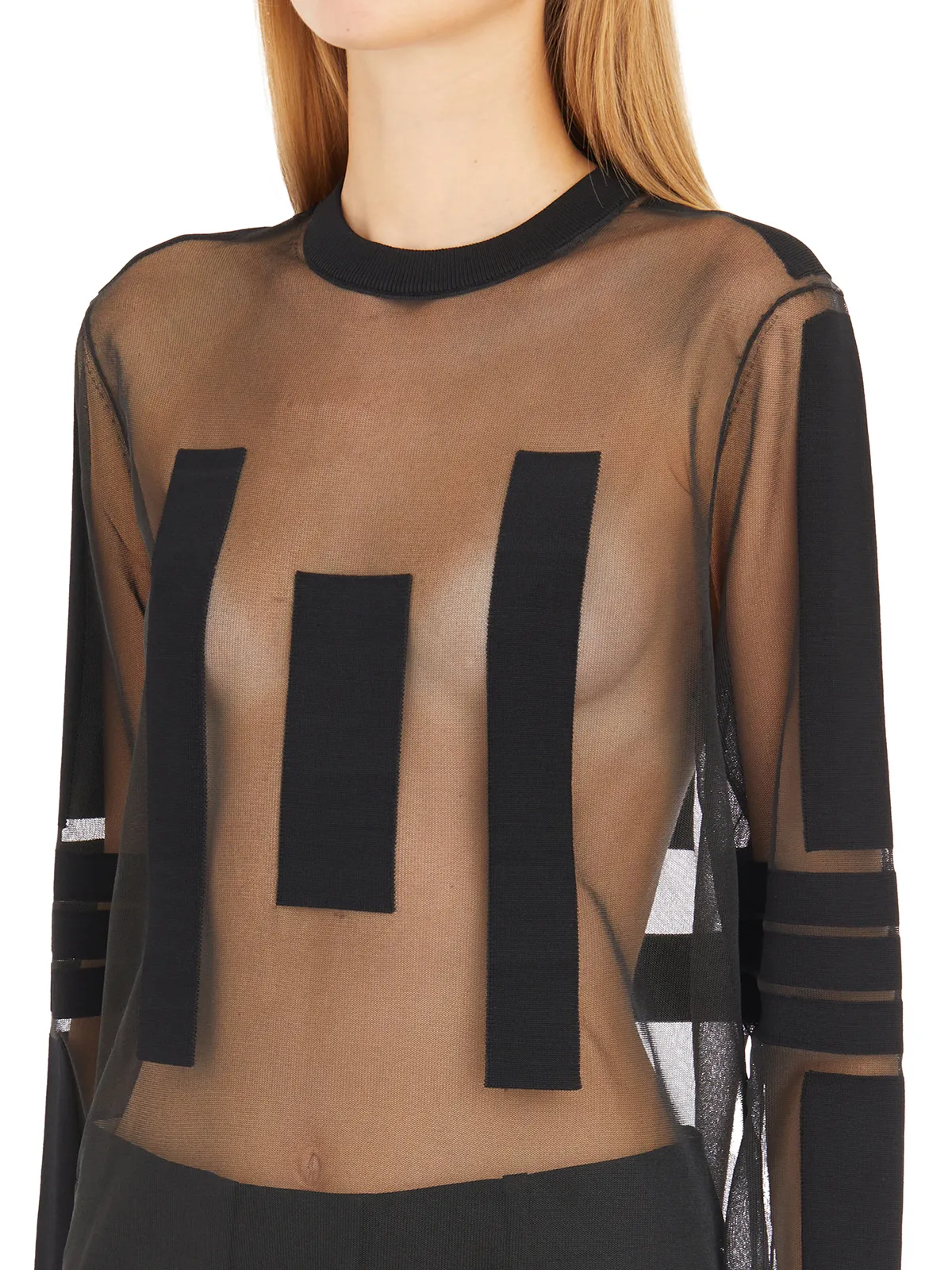 HELMUT LANG  TOP TRASPARENTE GIROCOLLO 