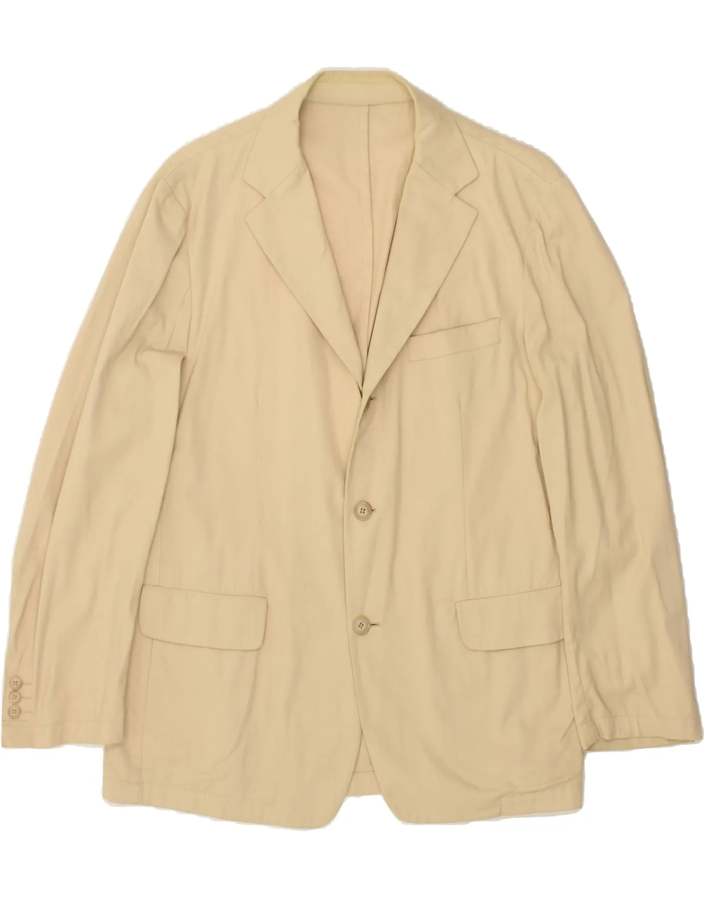 HENRY COTTONS Mens 3 Button Blazer Jacket IT 50 Large Beige Cotton