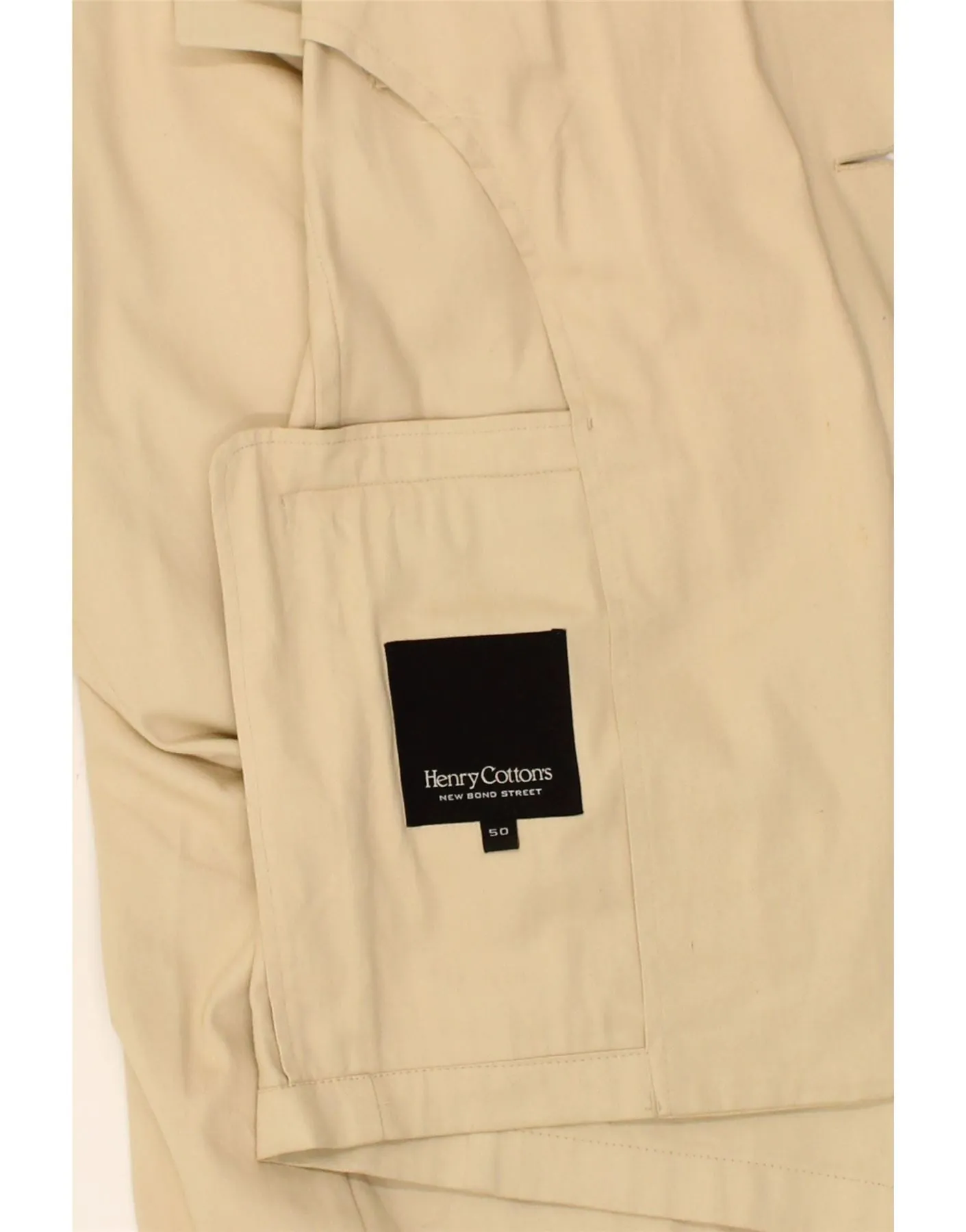 HENRY COTTONS Mens 3 Button Blazer Jacket IT 50 Large Beige Cotton
