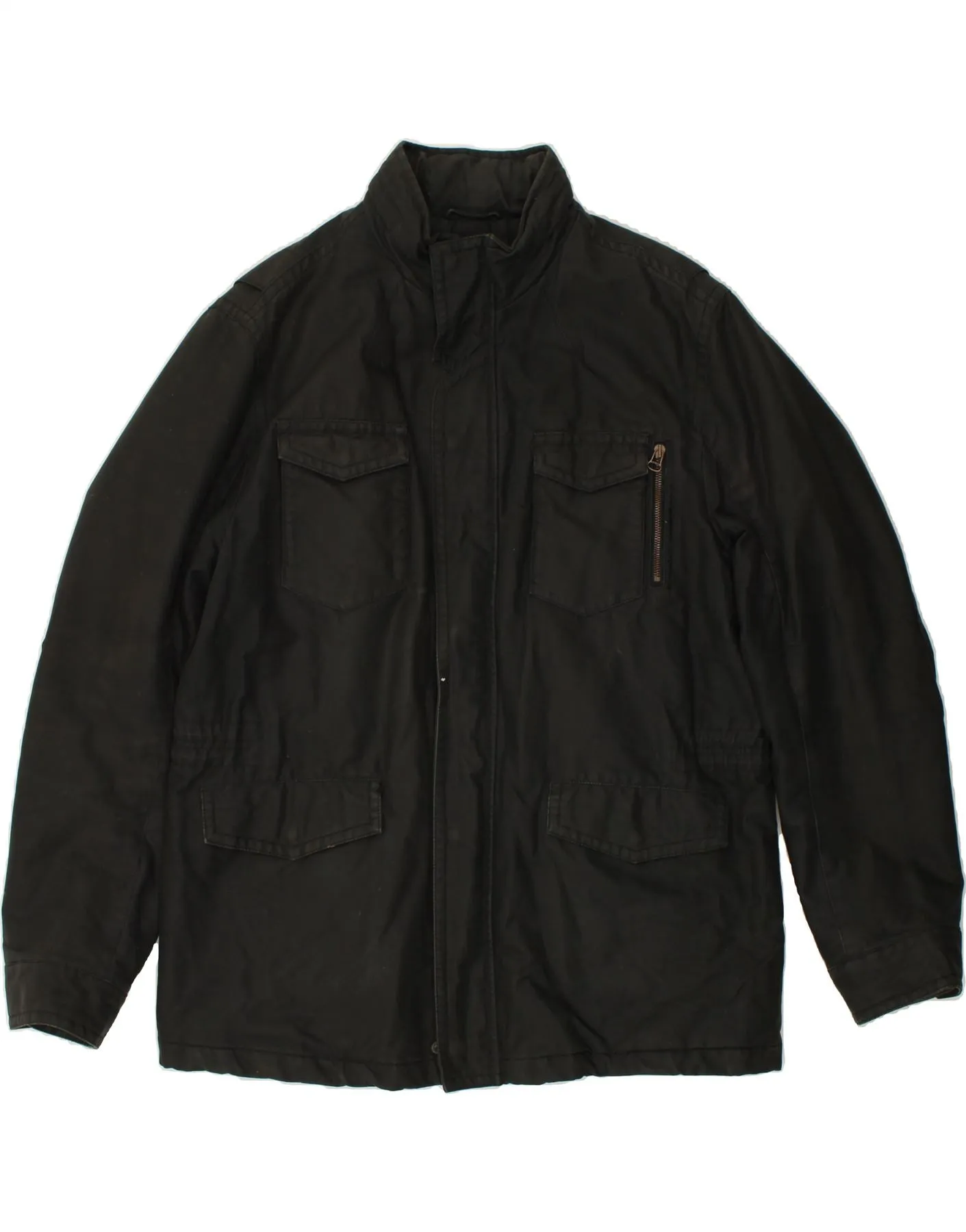 HUGO BOSS Mens Utility Jacket IT 56 3XL Black Cotton