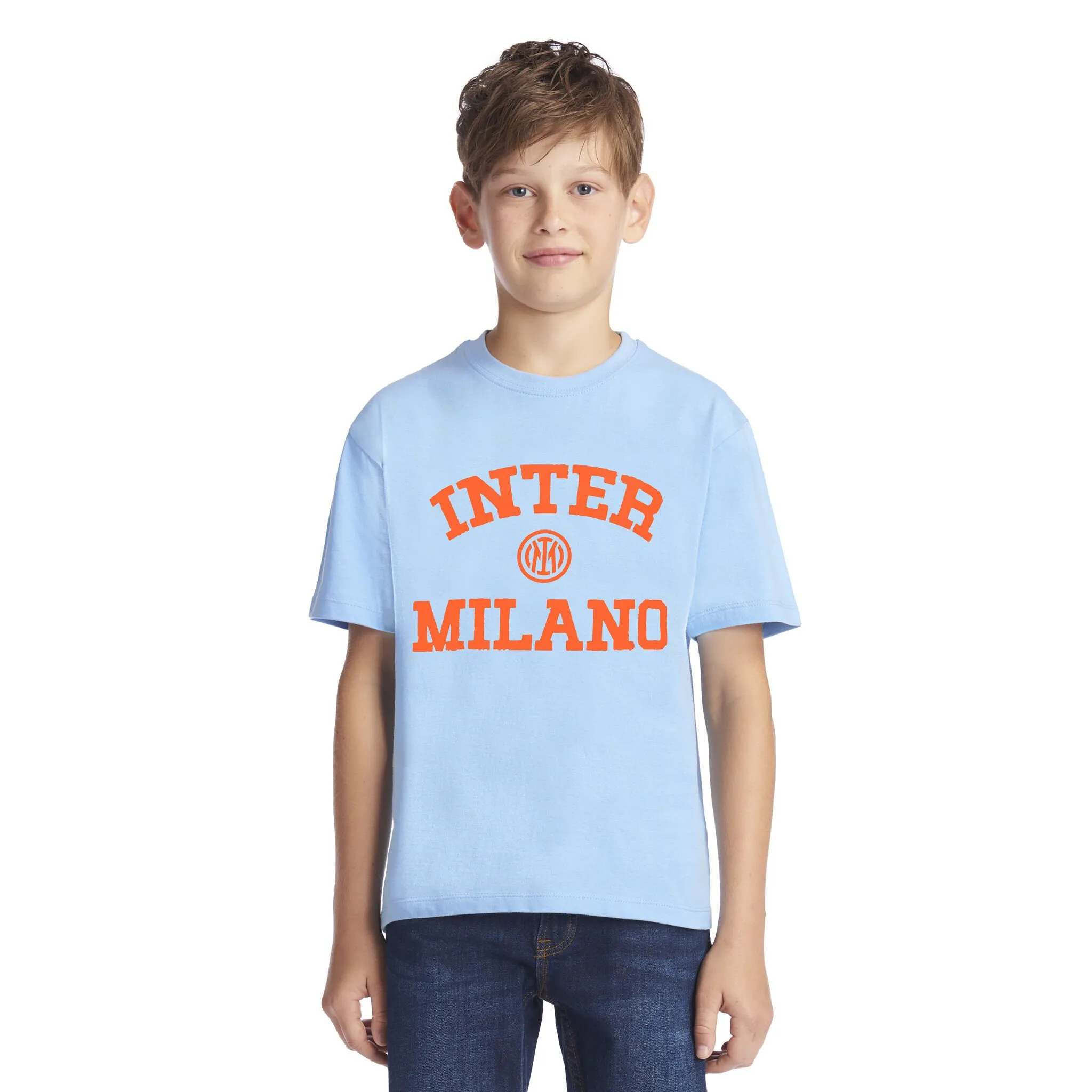 IM T-SHIRT COLLEGE FLUO BAMBINO AZZURRA