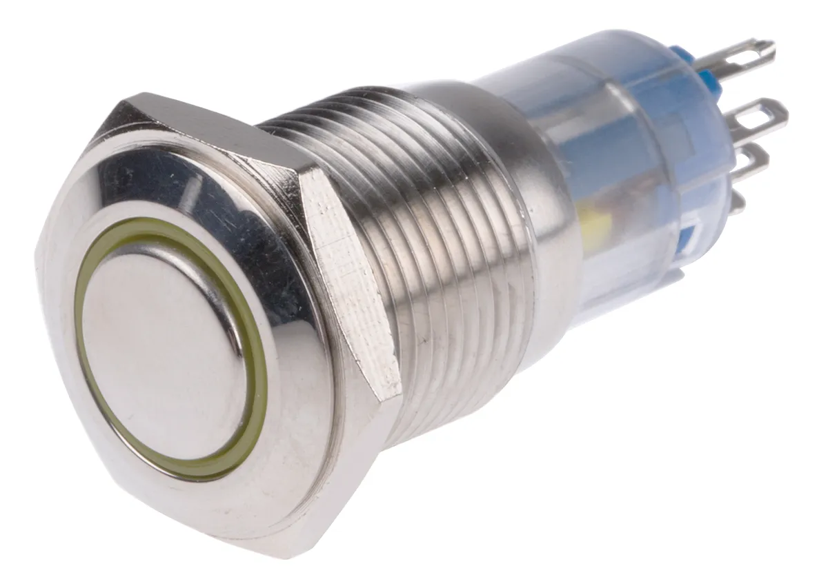 Interruttore a pulsante RS PRO, A ritenuta, SPDT, luminoso, 3 A @ 250 V CA, IP65, IP67 Montaggio a pannello
