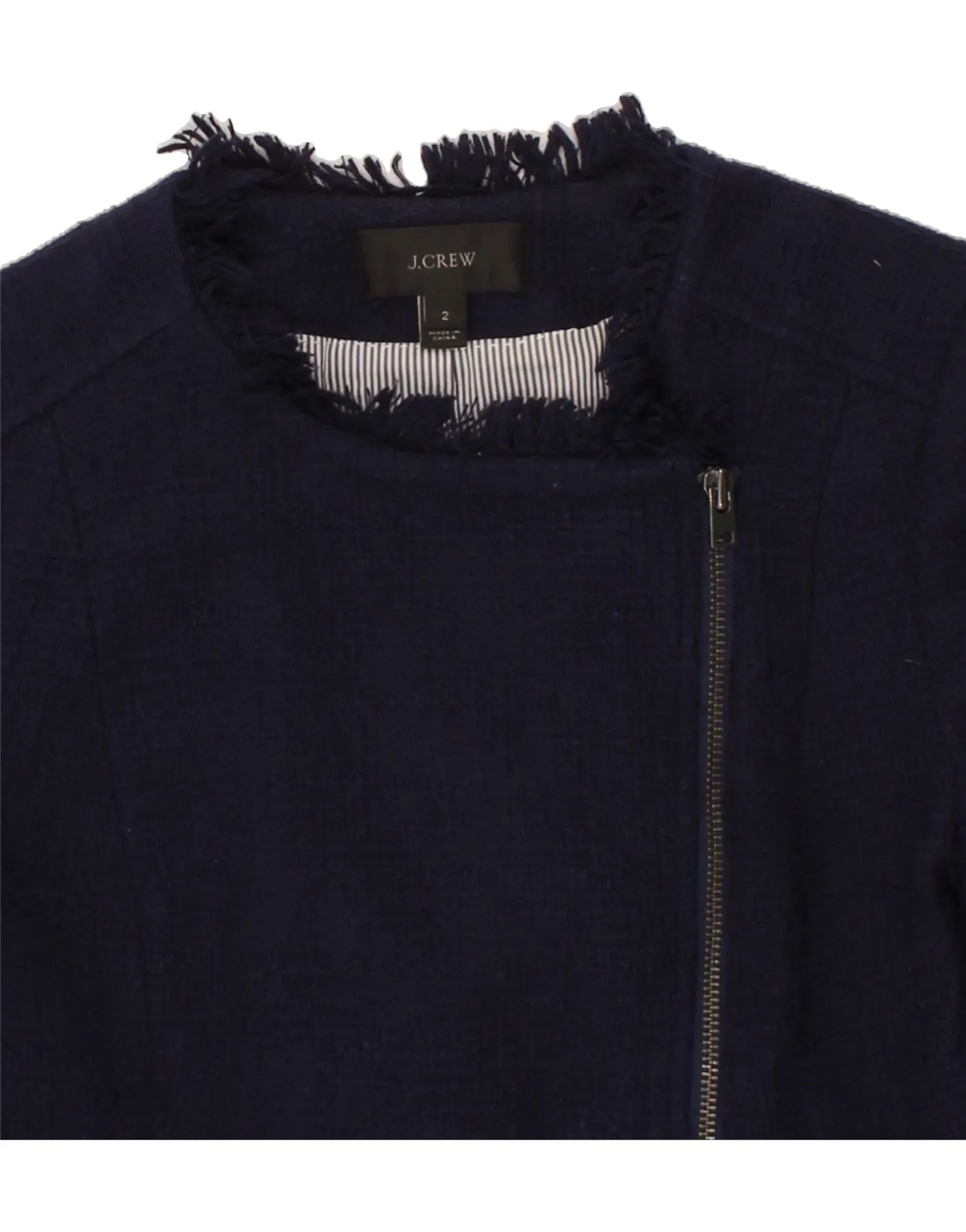 J. CREW Womens Crop Blazer Jacket US 2 XS Navy Blue Cotton