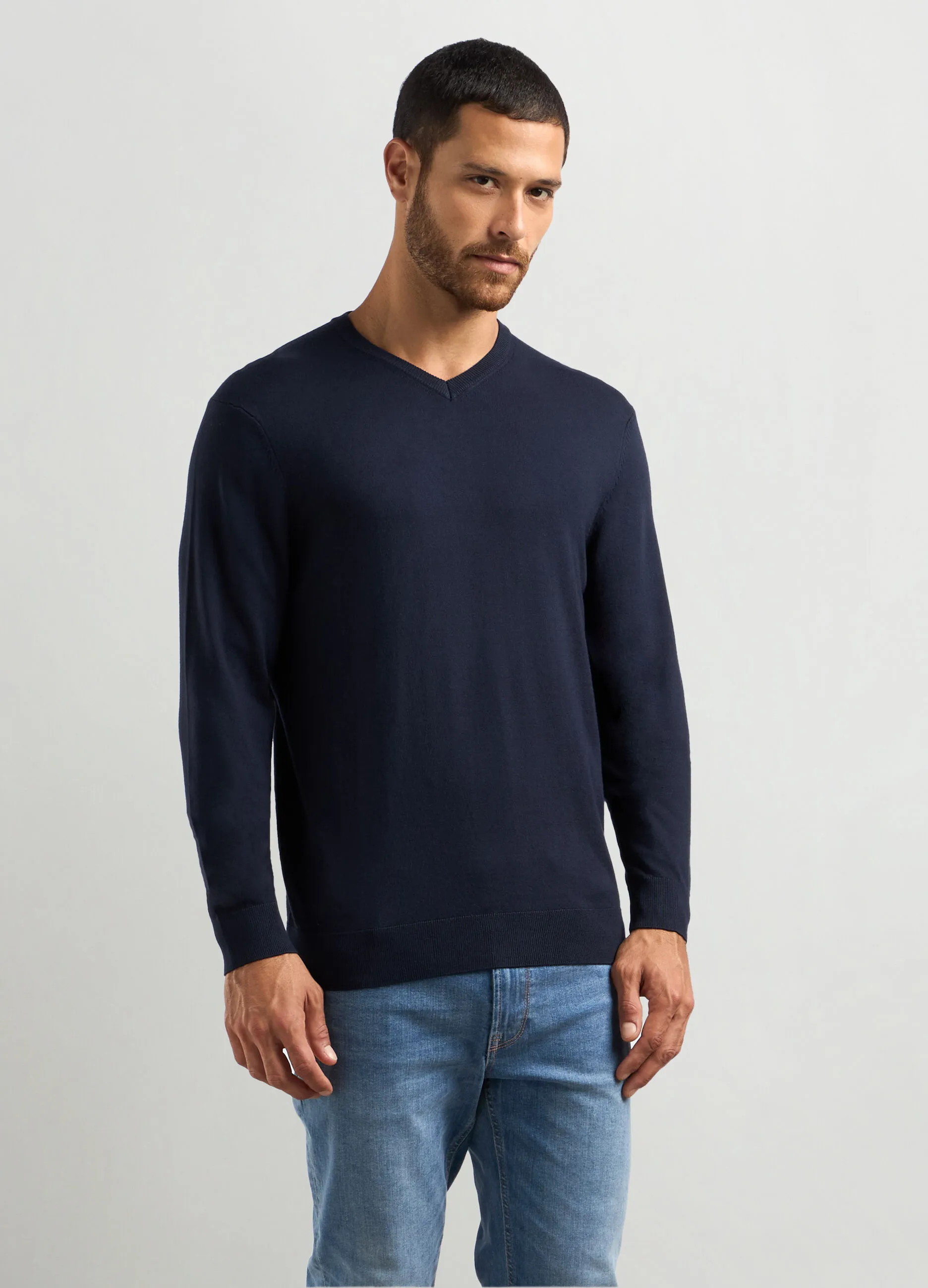 J. HART & BROS  Maglione collo a V maglia rasata uomo