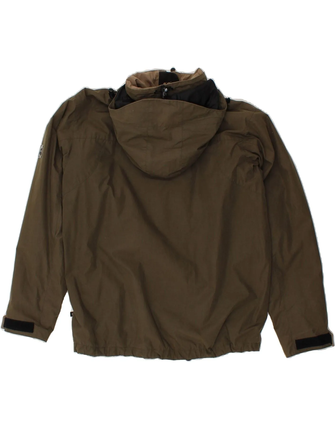JACK WOLFSKIN Mens Hooded Rain Jacket UK 36/36 Medium Khaki Polyester