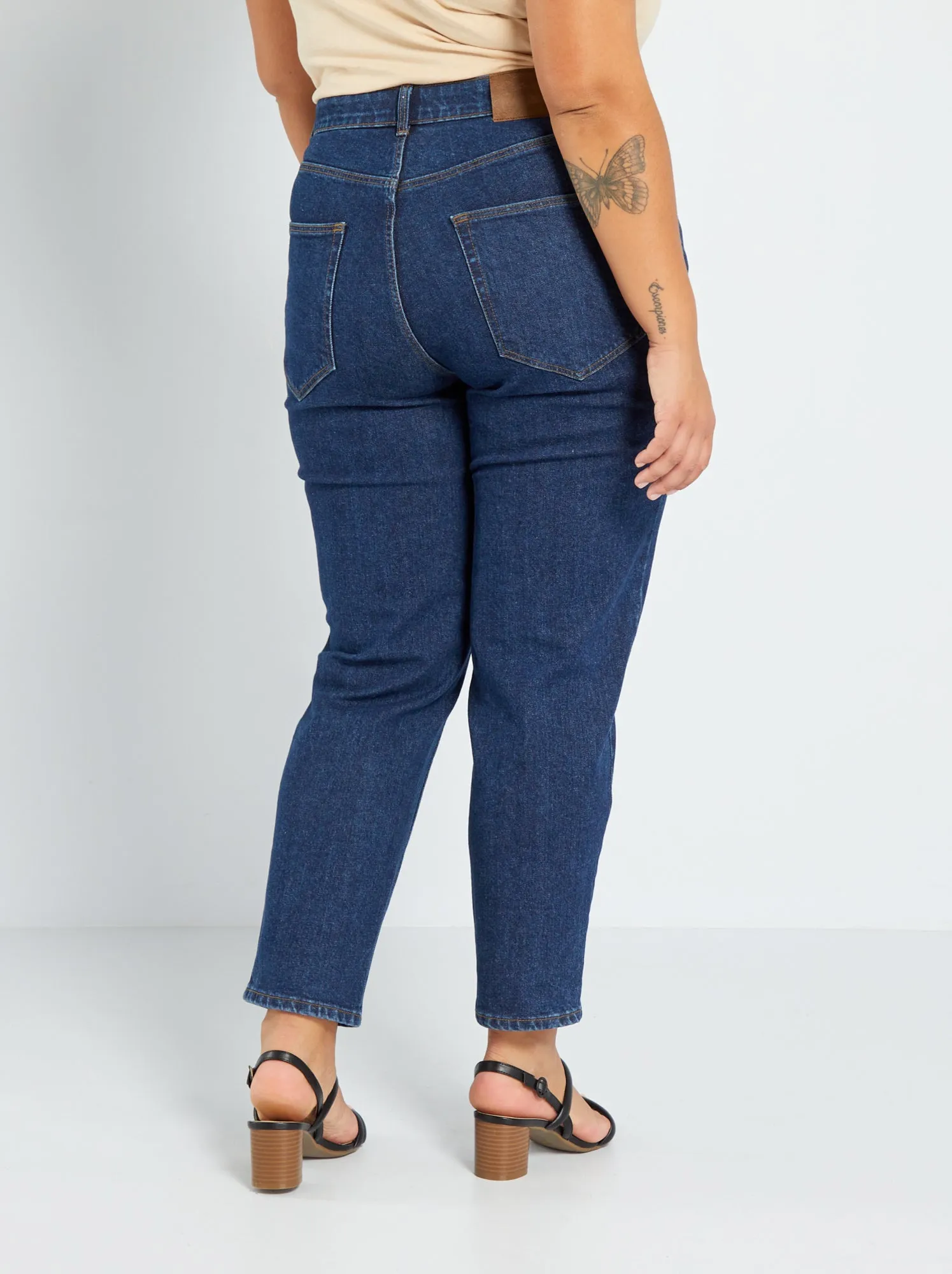 Jeans mom vita alta a 5 tasche L32 - BLU