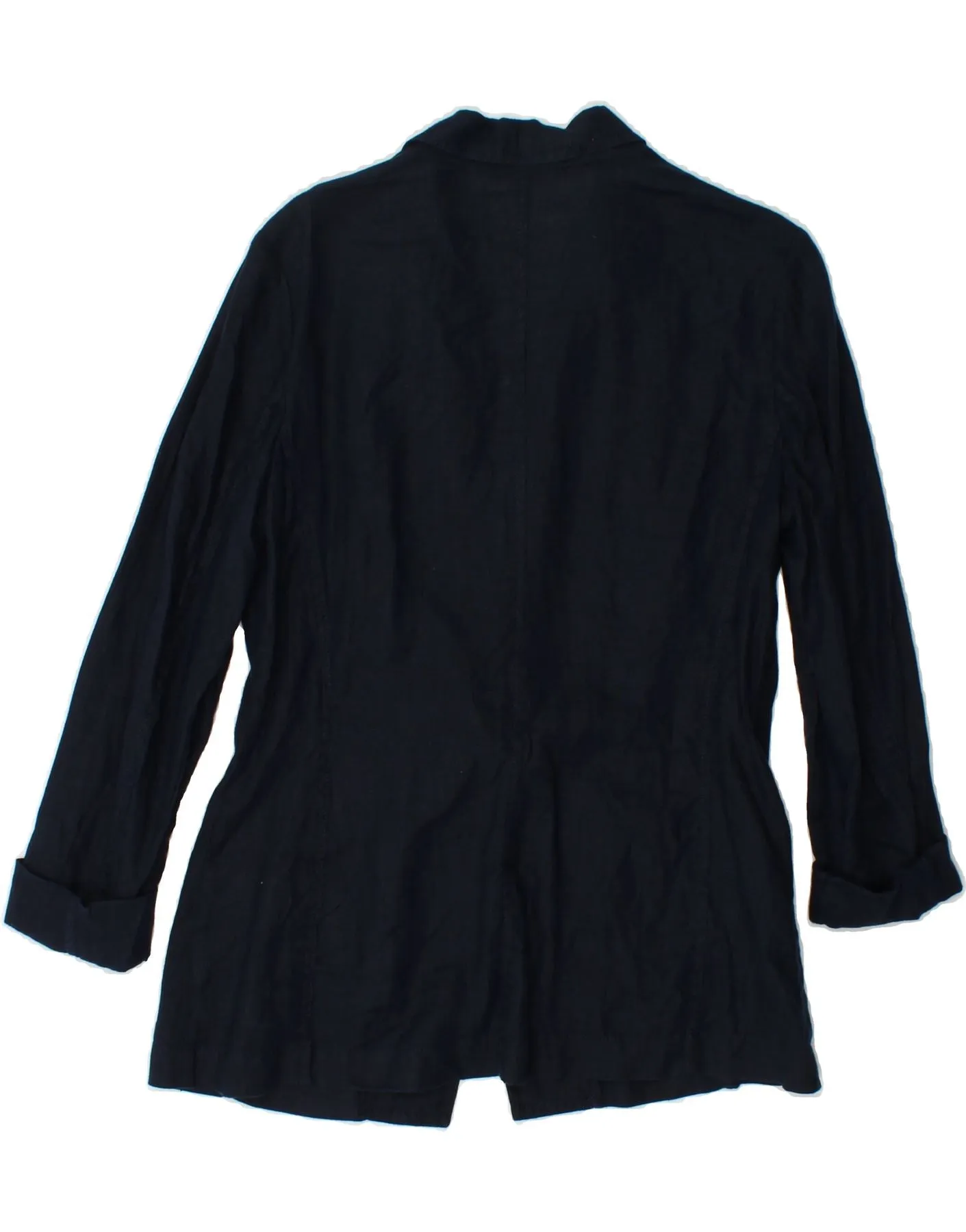JIGSAW Womens 1 Button Blazer Jacket UK 12 Medium Navy Blue Linen