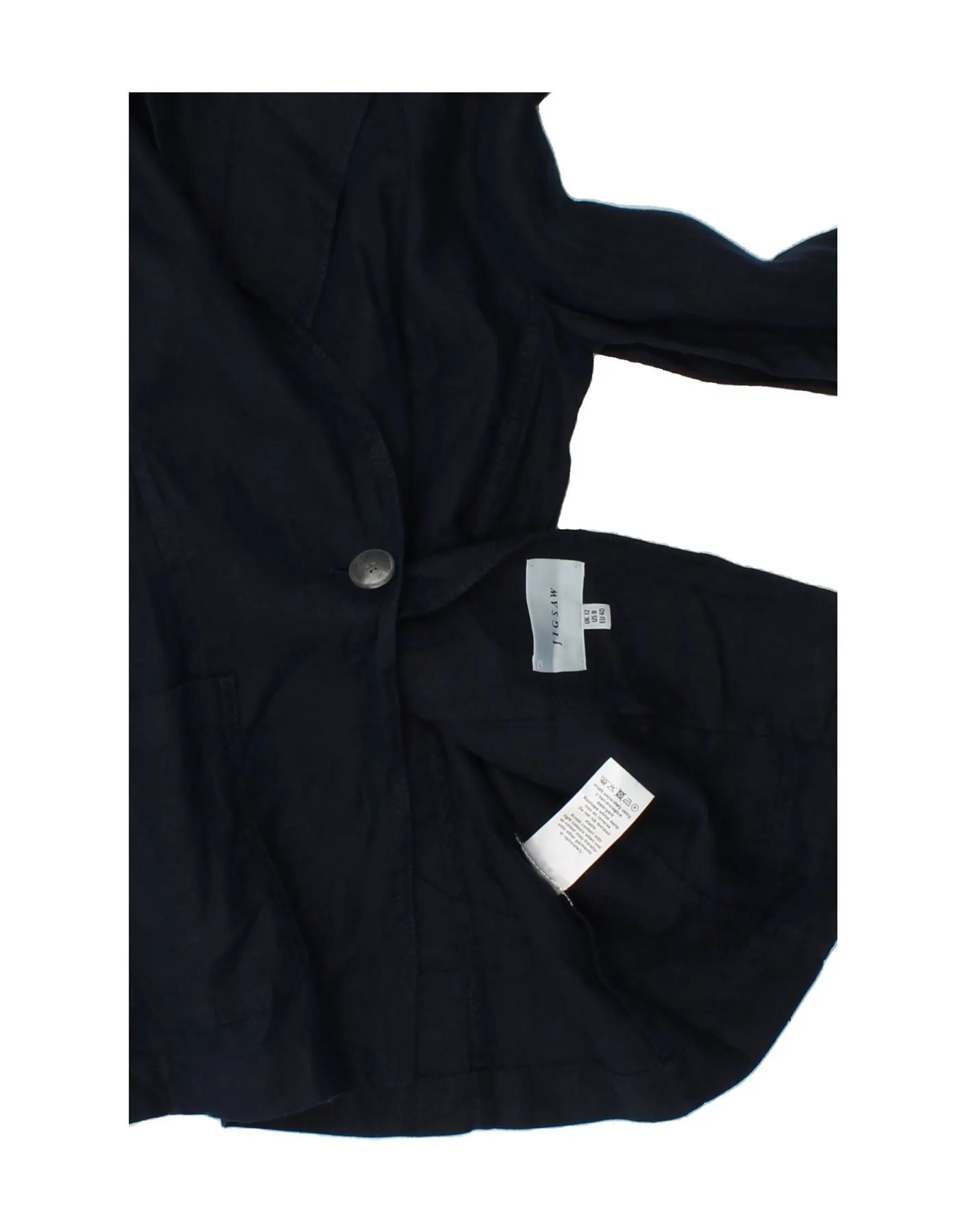 JIGSAW Womens 1 Button Blazer Jacket UK 12 Medium Navy Blue Linen