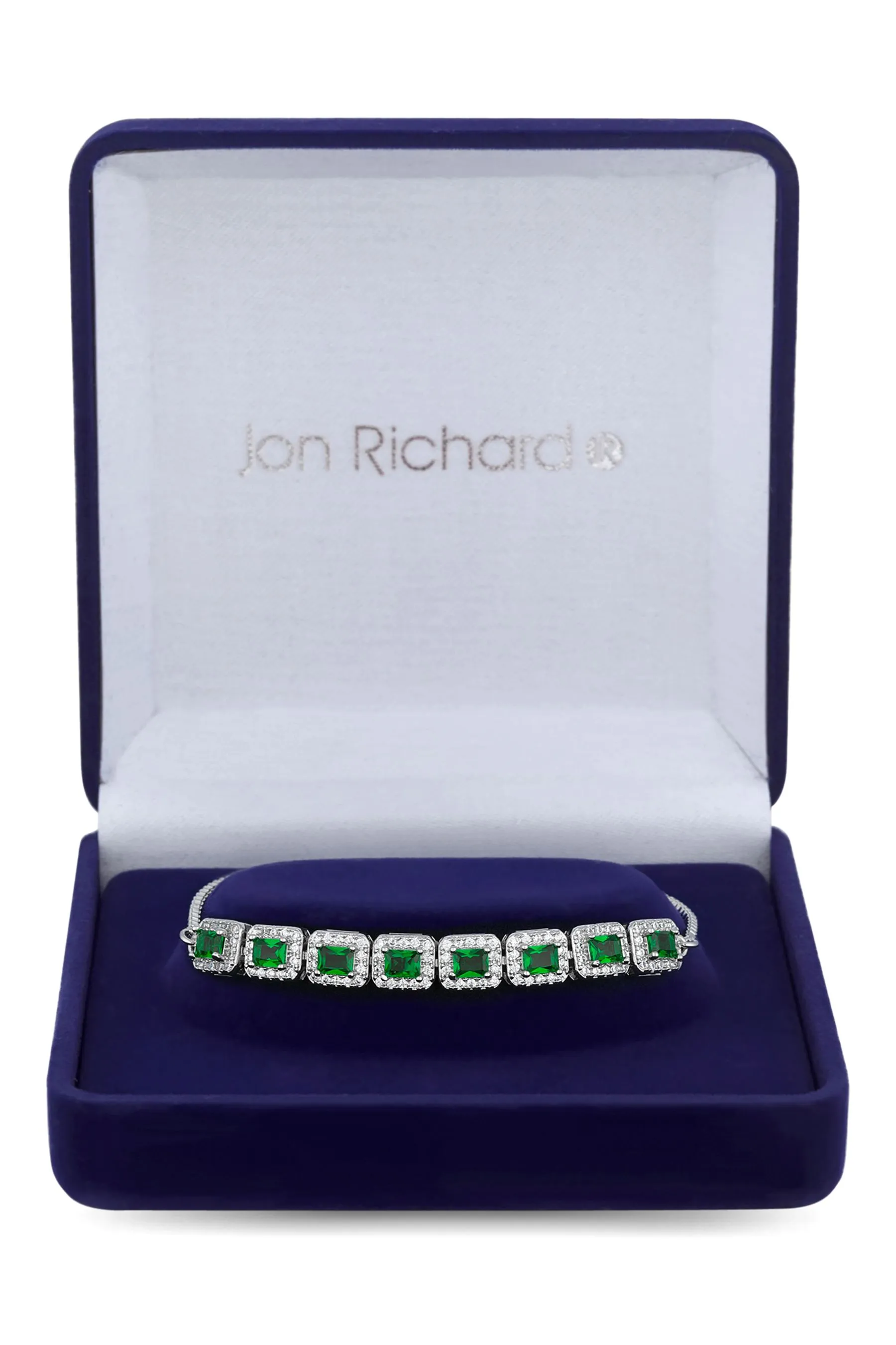 Jon Richard - Braccialetto in confezione regalo smeraldo con zirconia cubica e fermacorda