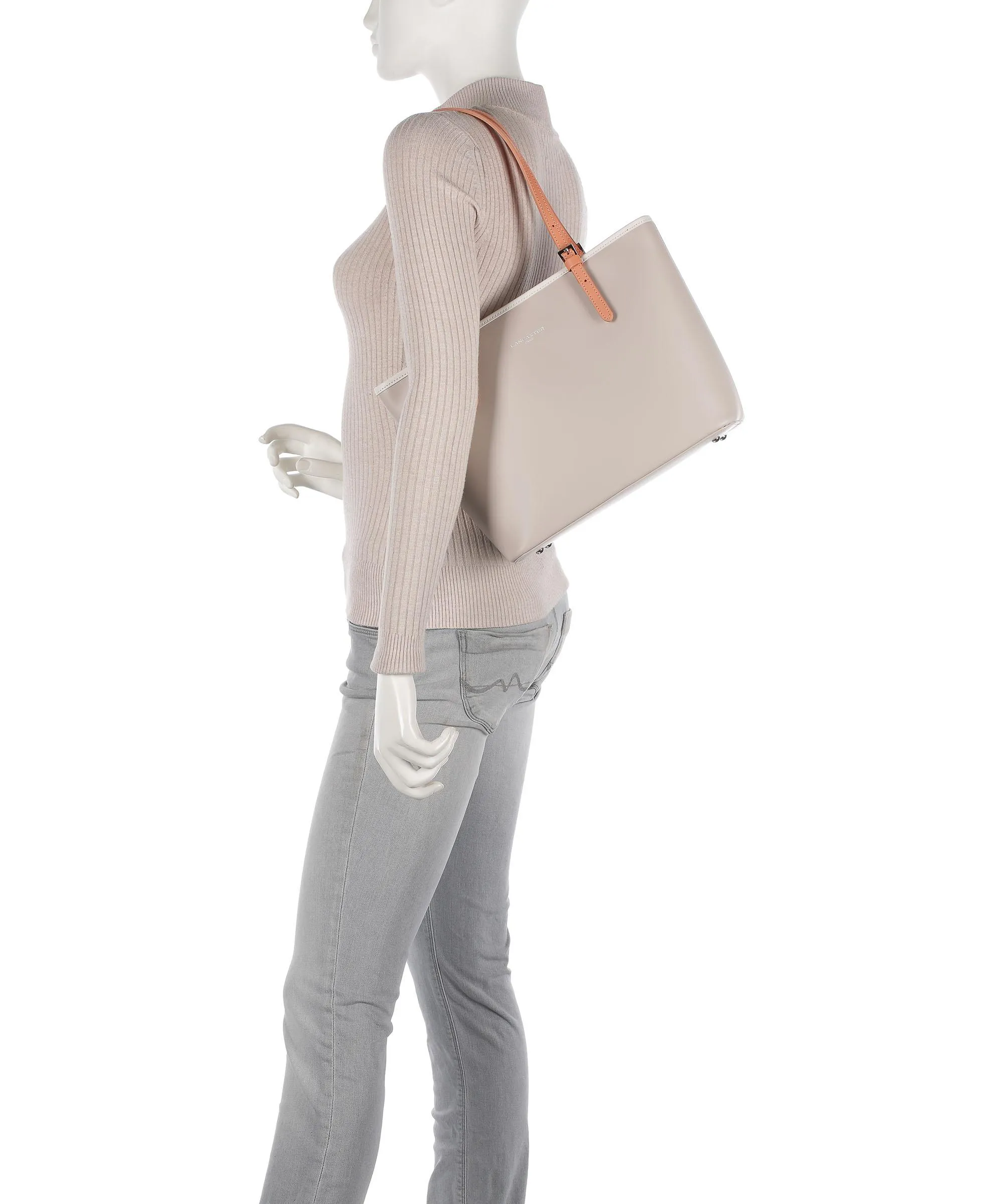  Lancaster Constance Borsa shopper pelle di vacchetta liscia beige  