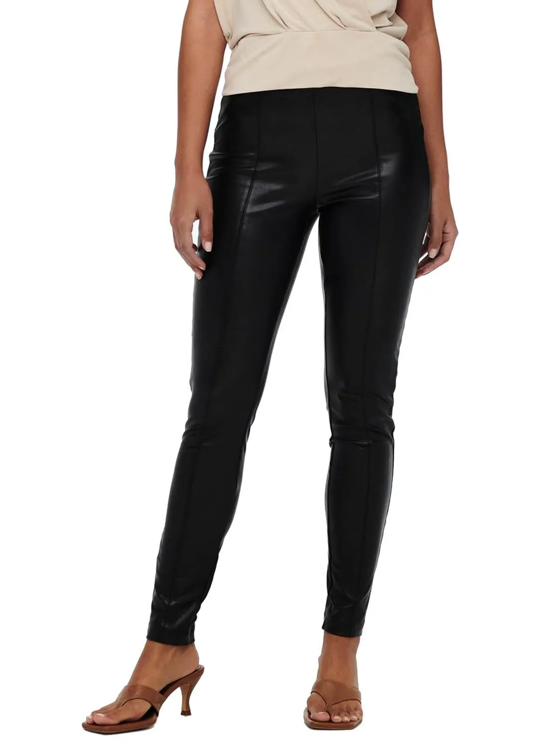 Leggins Only Jessie Faux Leather Nero per Donna