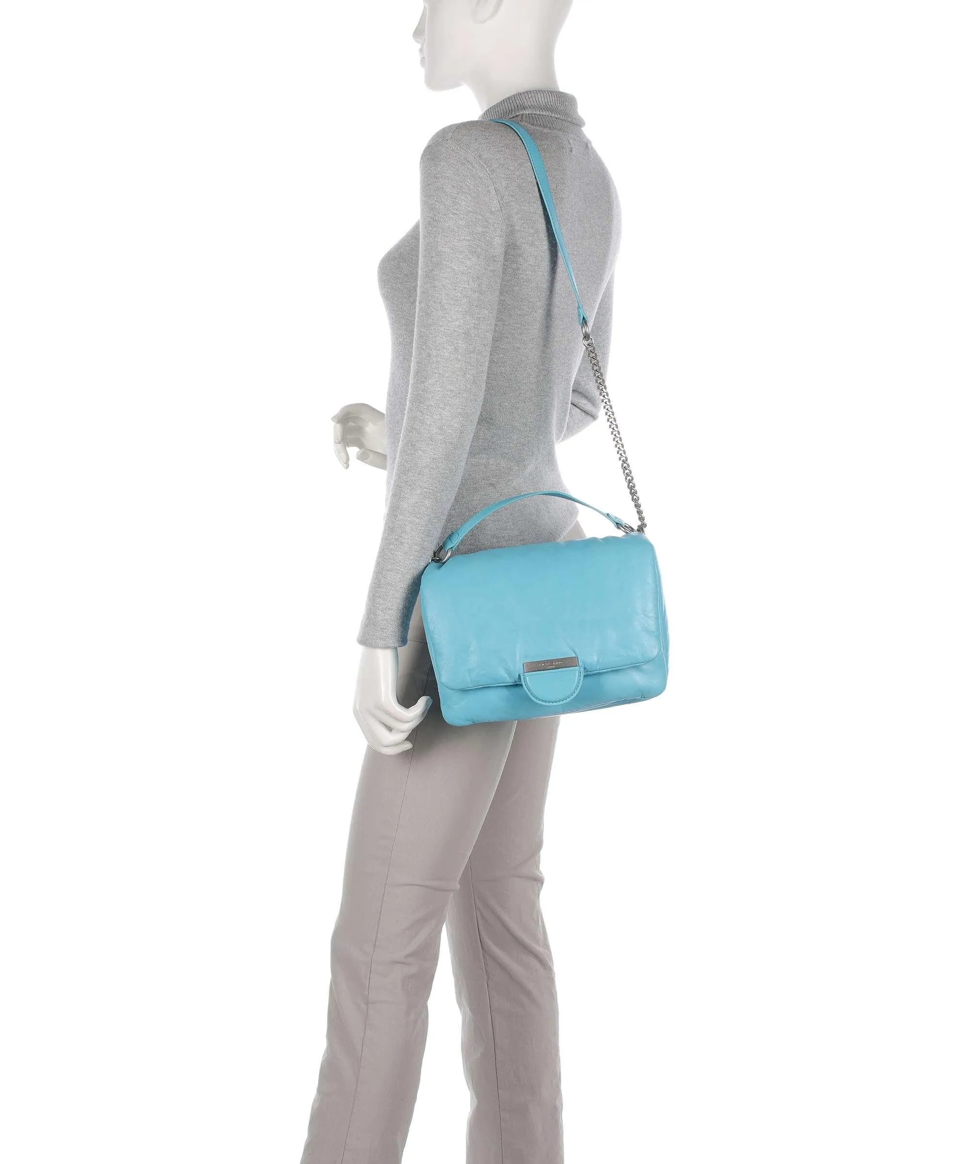  Liebeskind Helene Lamb Gstaad M Borsa a tracolla pelle a grana fine blu chiaro  