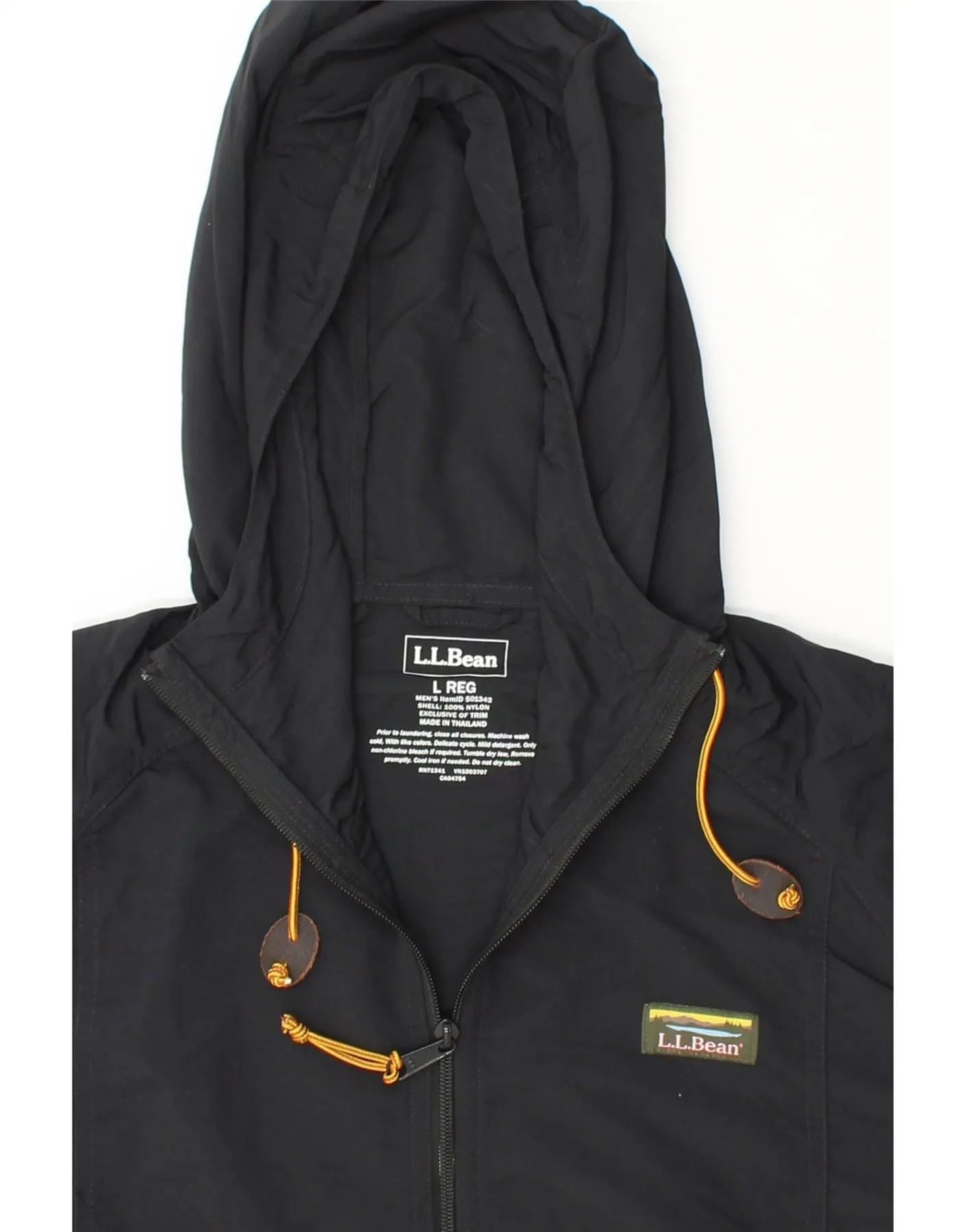 L.L.BEAN Mens Hooded Anorak Jacket UK 40 Large Black Nylon
