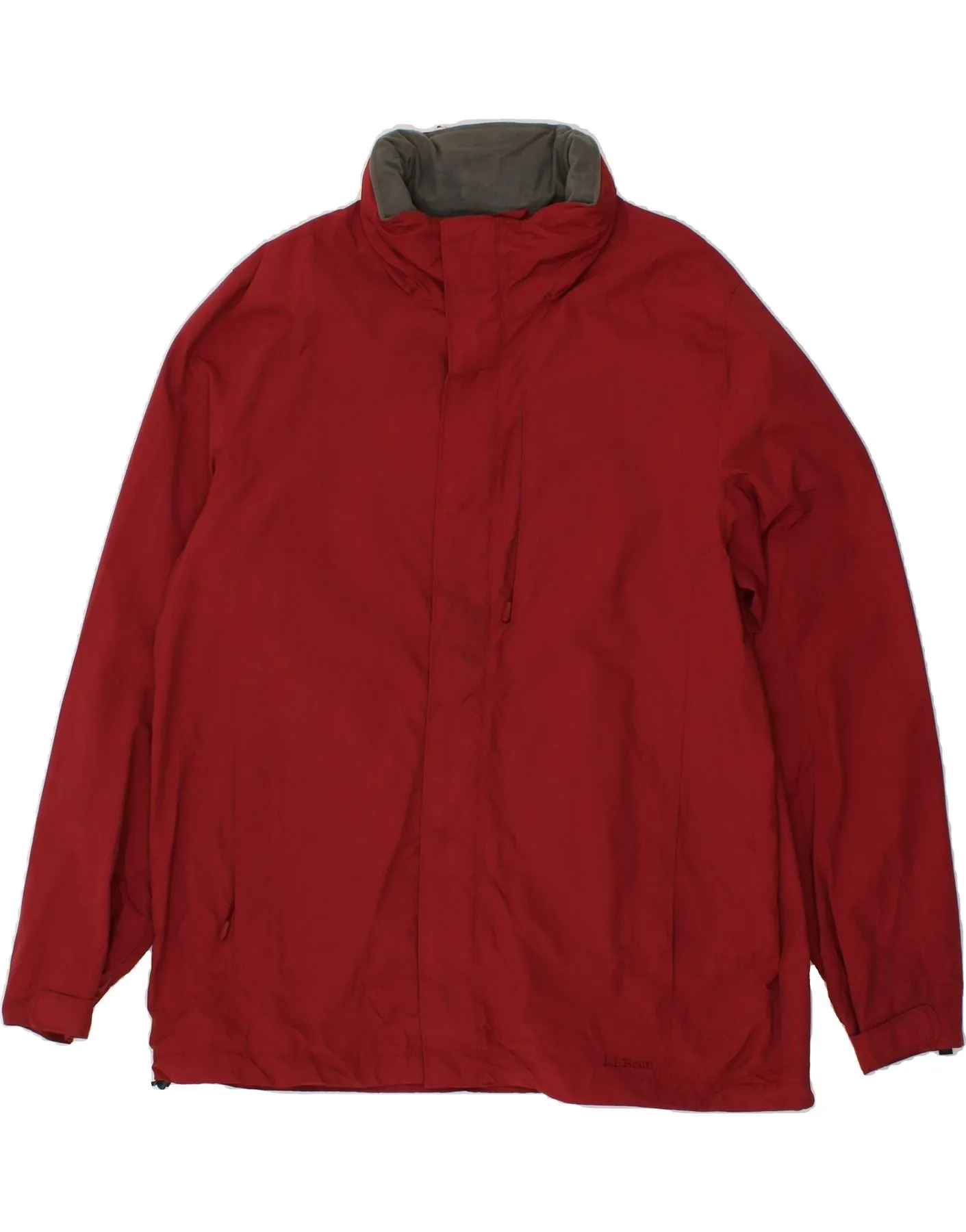 L.L.BEAN Mens Tall Rain Jacket UK 42 XL Burgundy Nylon