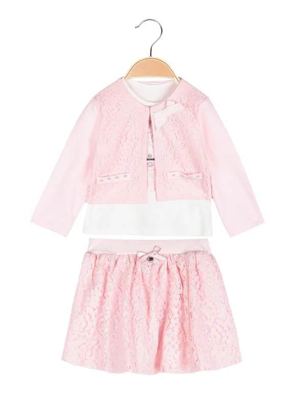 Lollitop Ensemble 3 pièces bébé fille avec jupe en dentelle