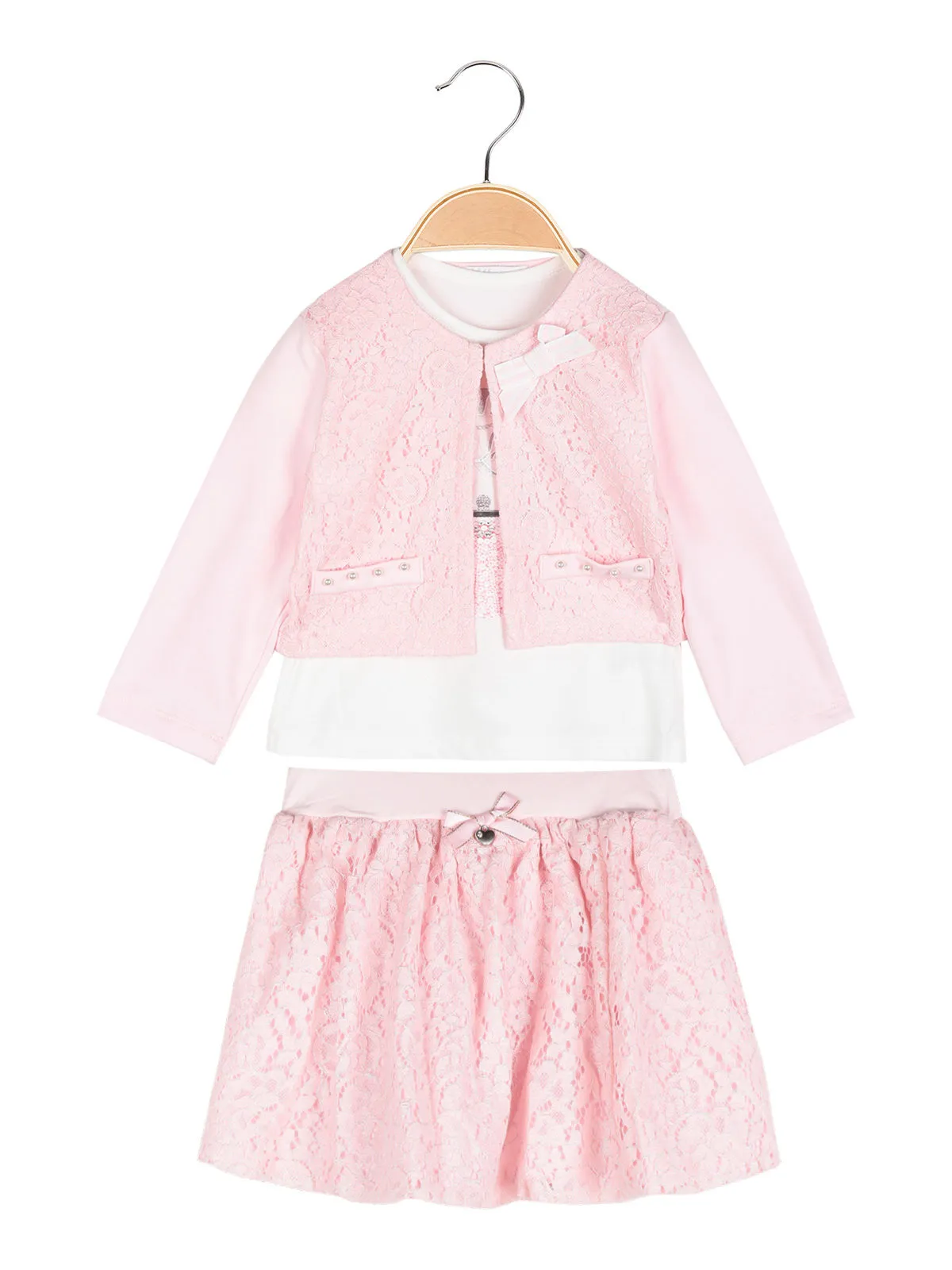 Lollitop Ensemble 3 pièces bébé fille avec jupe en dentelle