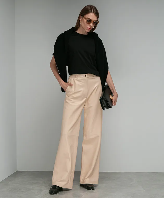 Lou Lou Studio Pantaloni in pelle beige Noro NORO