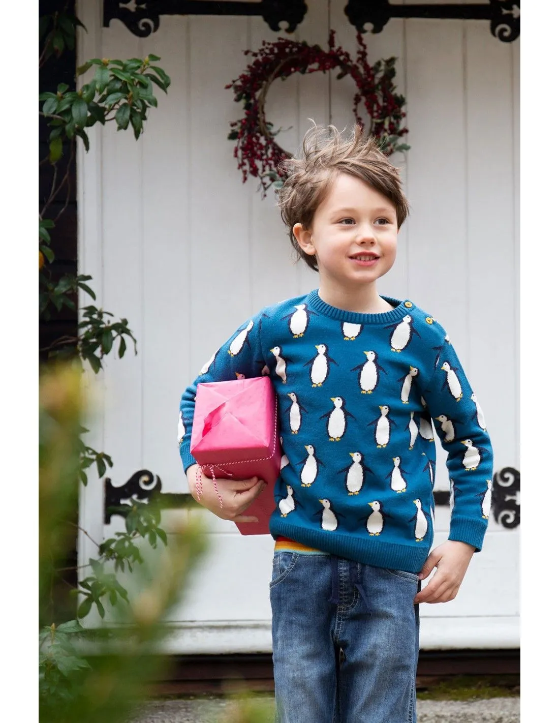 MAGLIONCINO BIMBI IN COTONE BIO "PINGUINI"