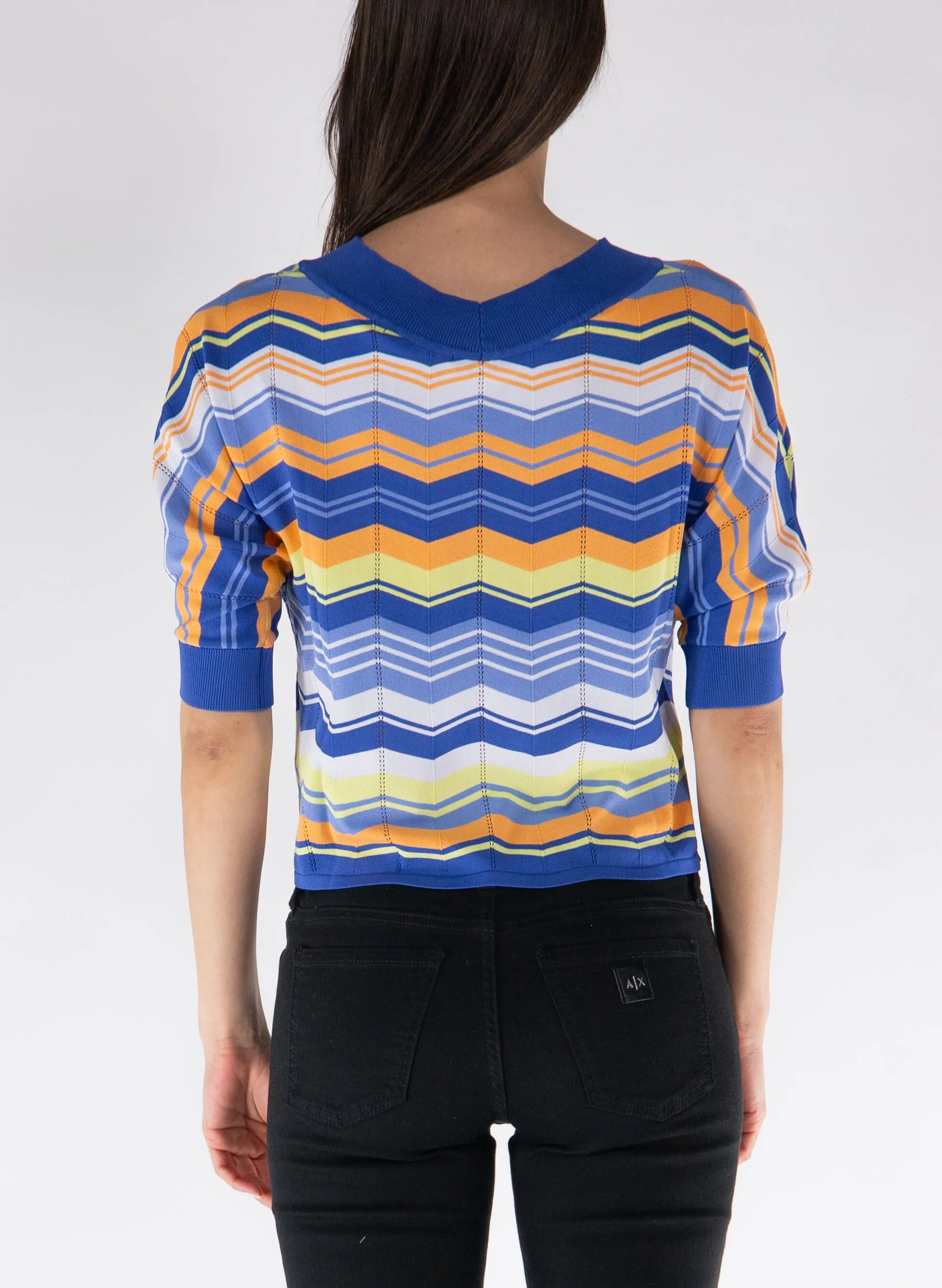 maglione maniche 3/4 a righe