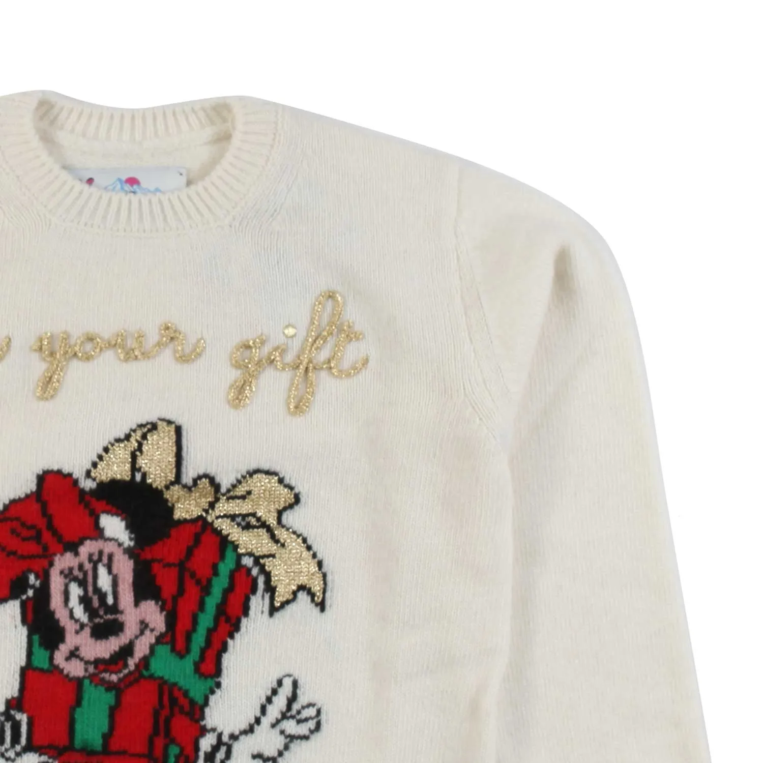 Maglione Natalizio Panna Con Minnie Bambina