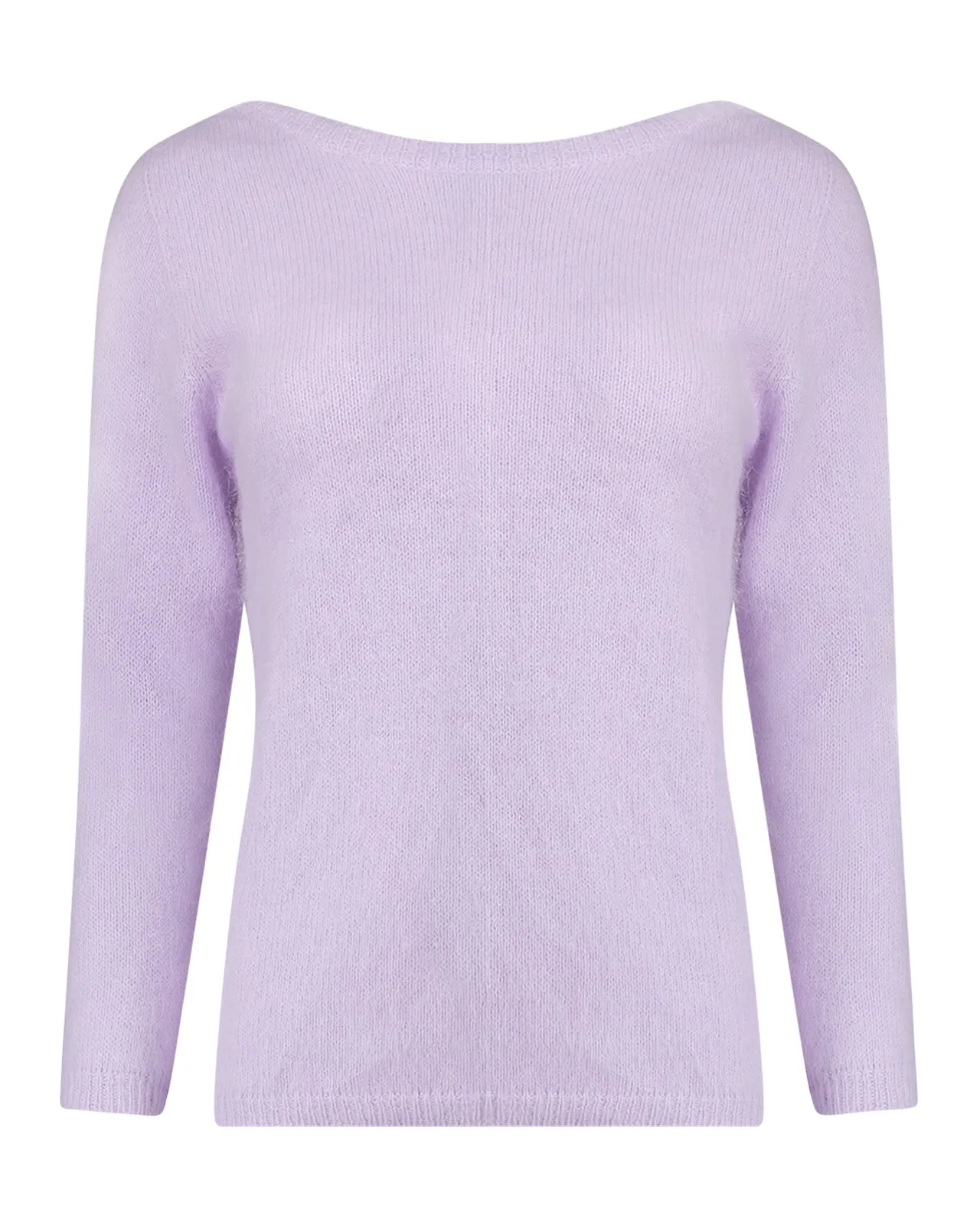 Maglione scollo double angora lilla