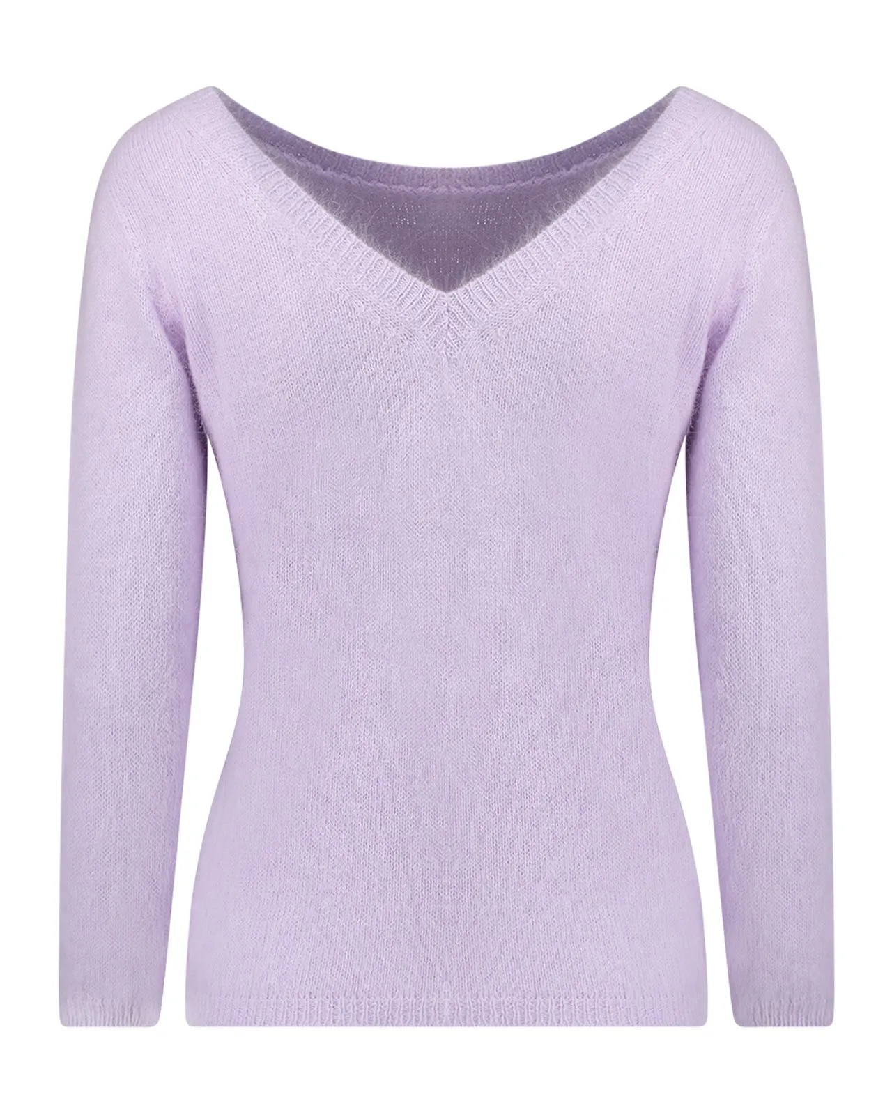 Maglione scollo double angora lilla