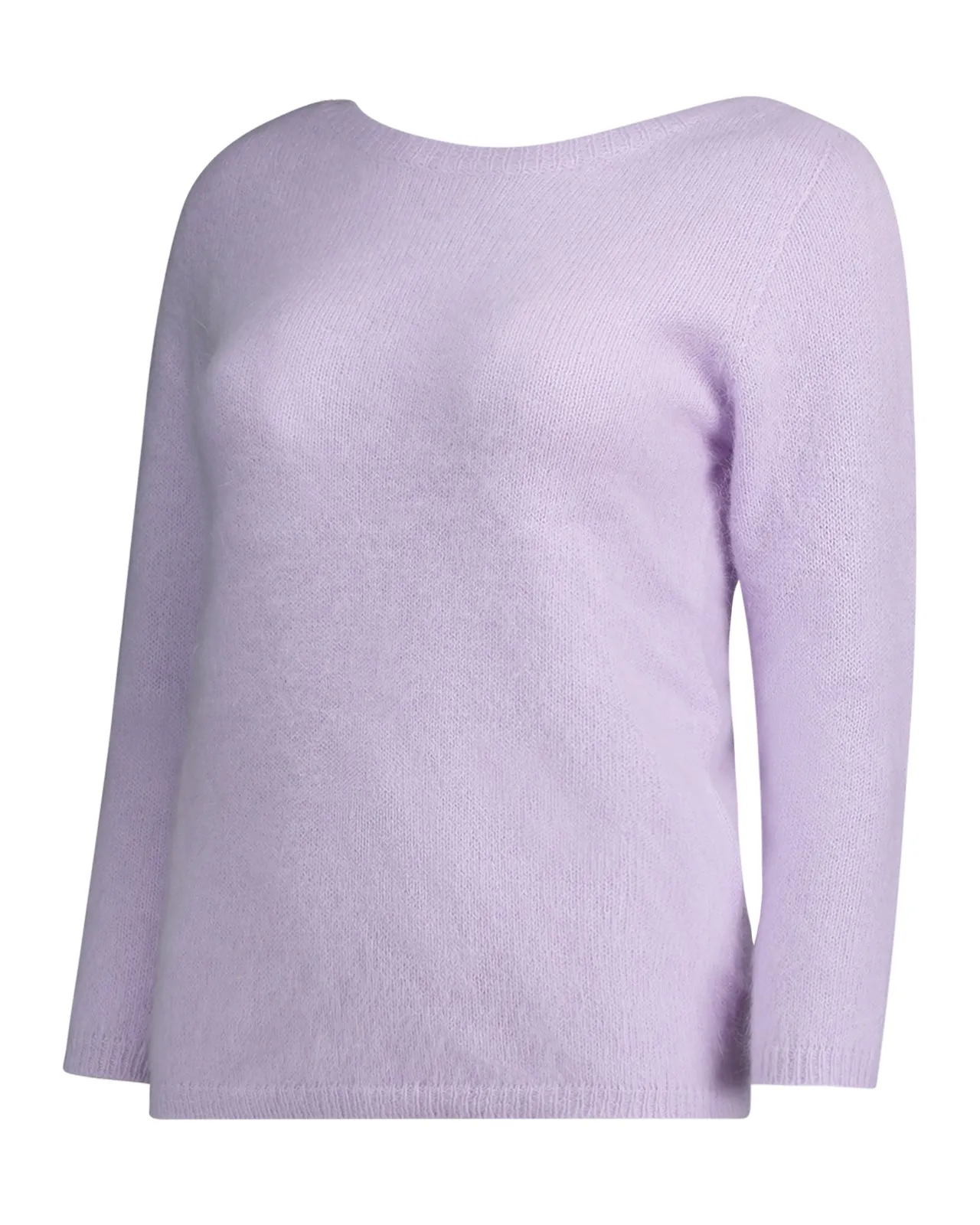 Maglione scollo double angora lilla