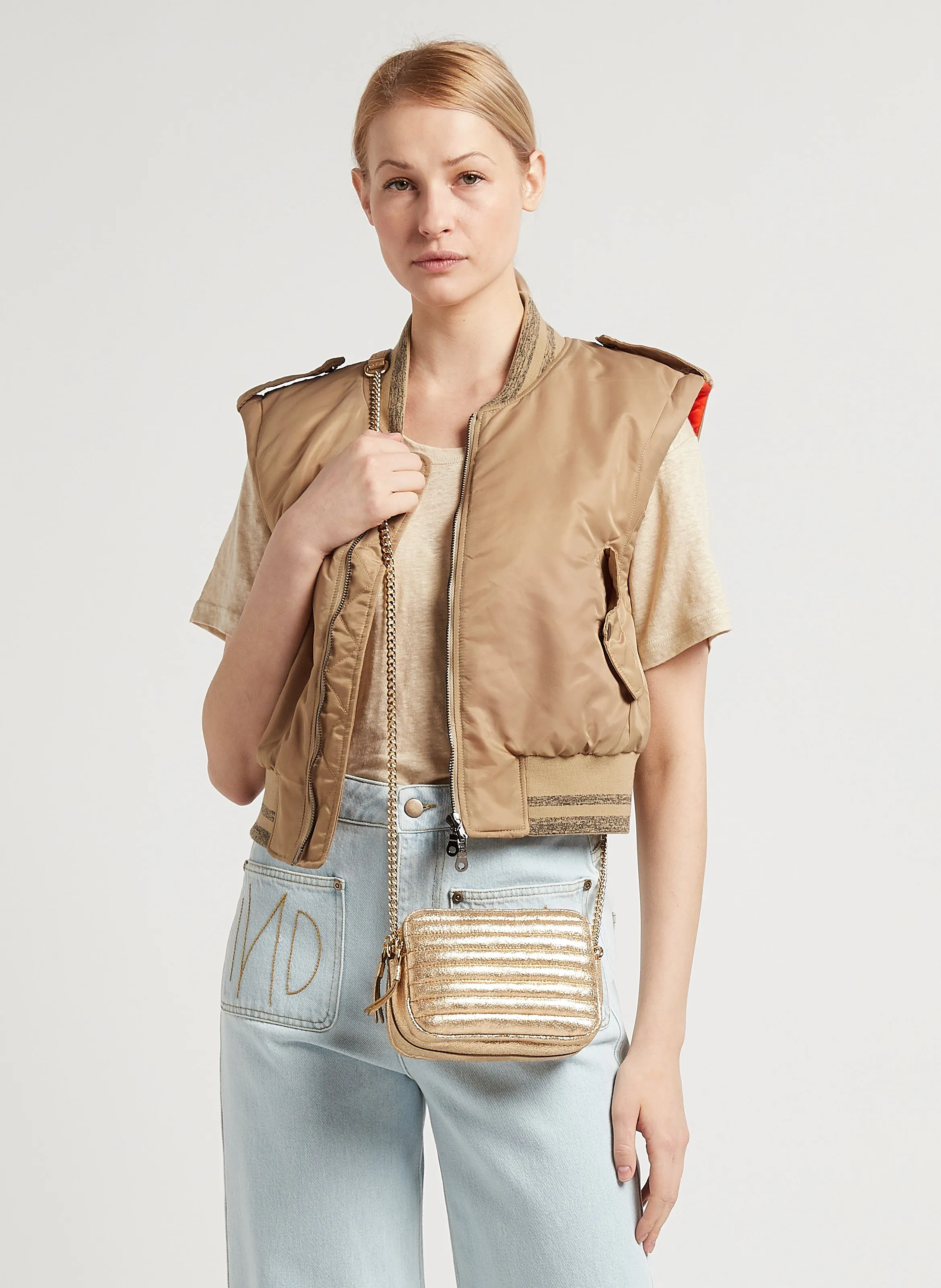  MAISON 123   FLAVIE MINI - Borsa a tracolla in pelle | Dorato