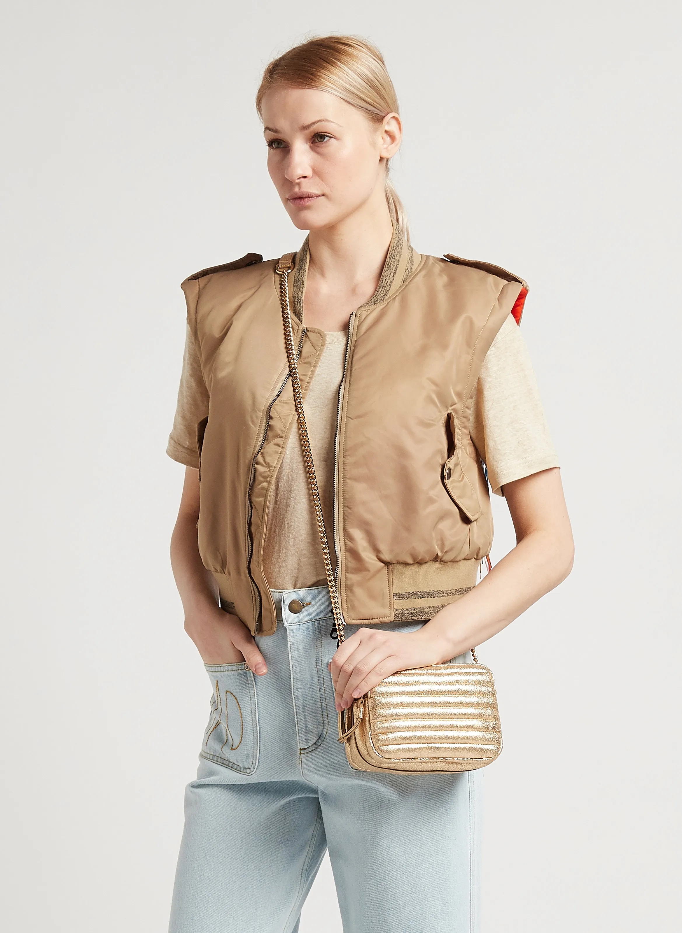  MAISON 123   FLAVIE MINI - Borsa a tracolla in pelle | Dorato