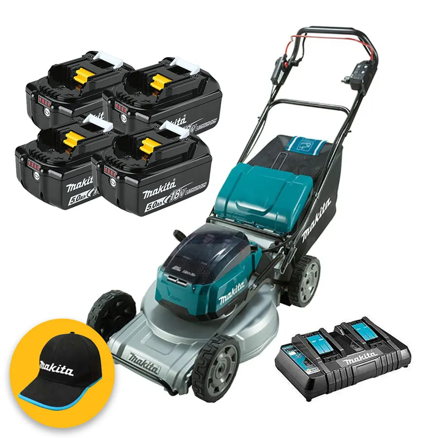 Makita DLM533PT4 - Rasaerba a batteria semovente 36V (18 + 18) (4 slot) - taglio 53 cm