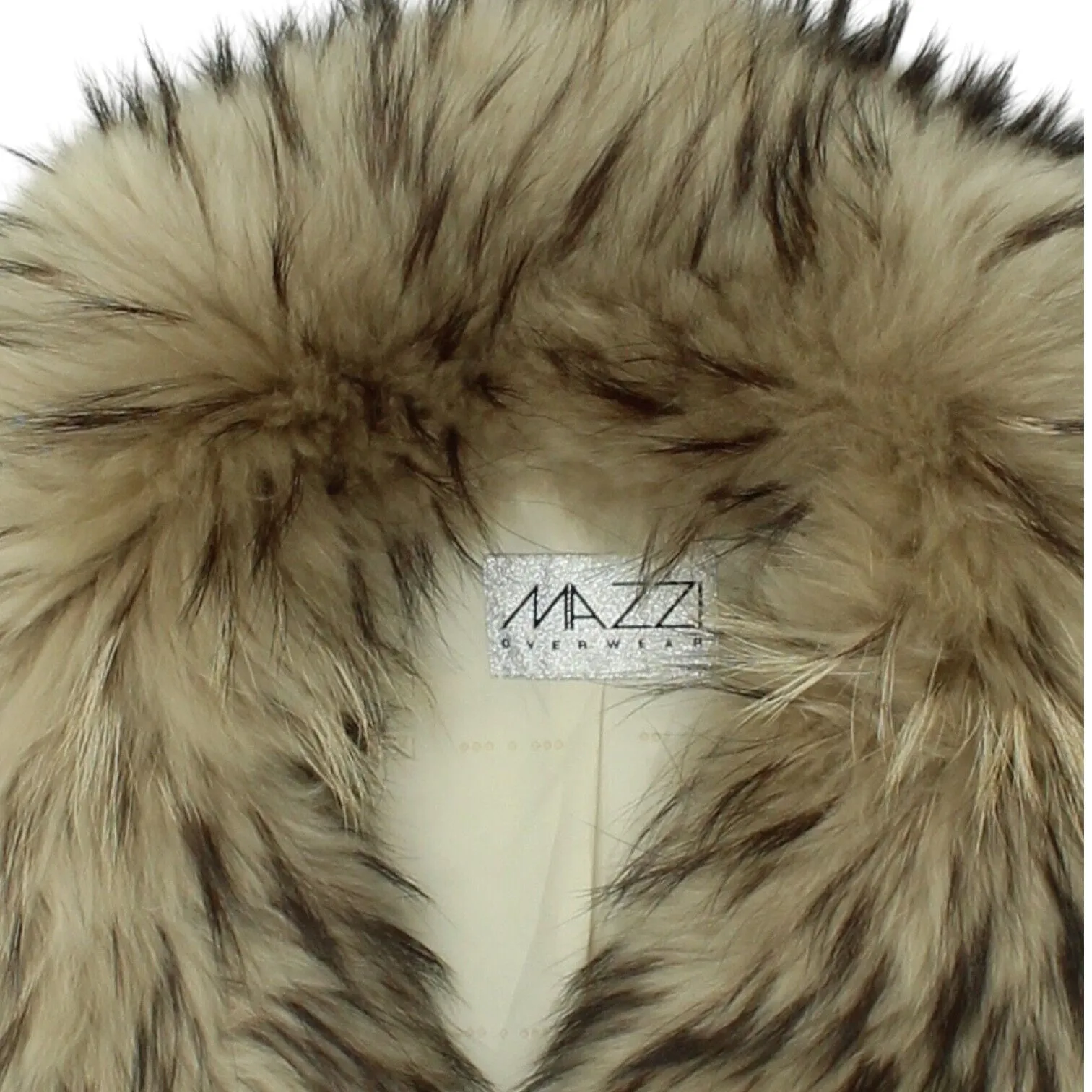 Mazzi Womens Beige Fur Collared Jacket | Vintage High End Designer Coat VTG